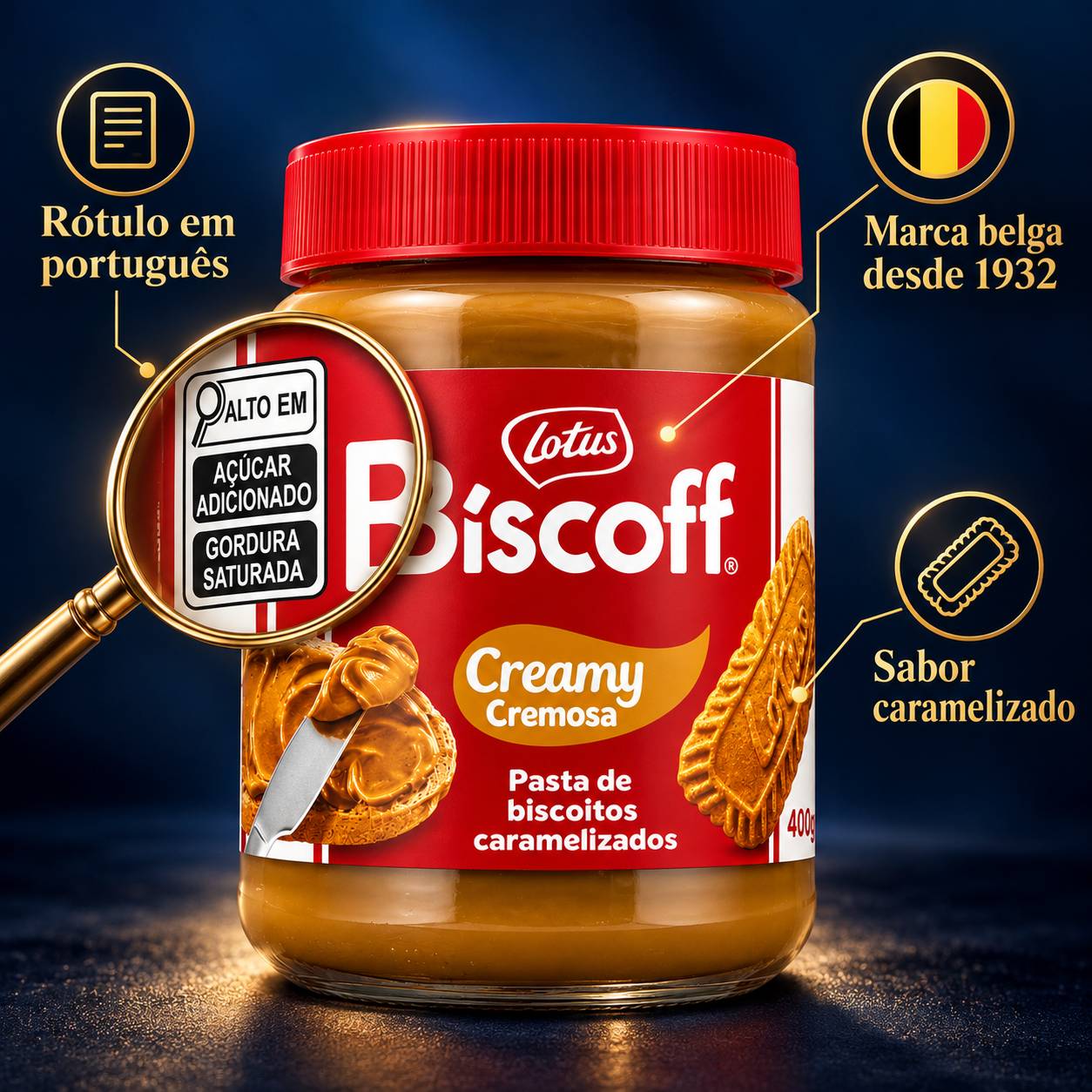 Kit 2 Pasta de Biscoito de LOTUS BISCOFF Creamy Caramel 400g foto 4