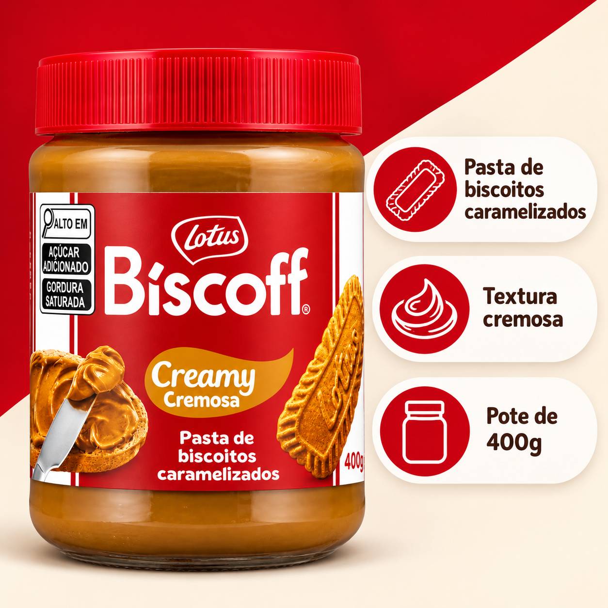 Kit 2 Pasta de Biscoito de LOTUS BISCOFF Creamy Caramel 400g foto 7