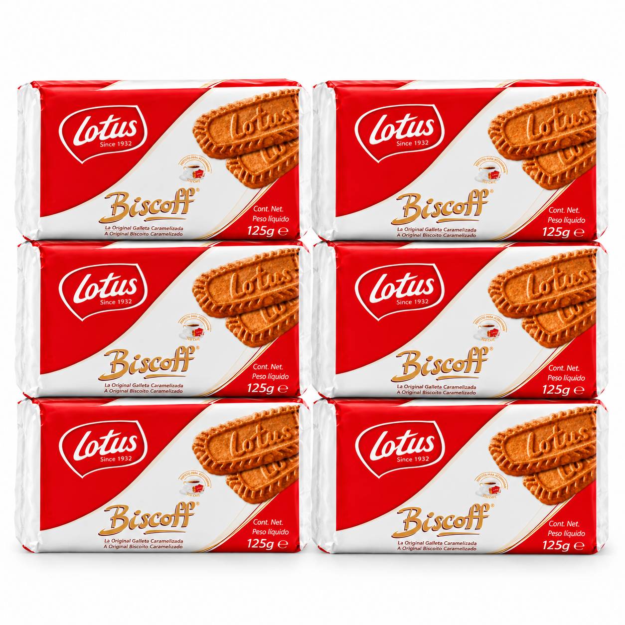 Kit 6 Biscoito Belga Tradicional LOTUS BISCOFF 125g