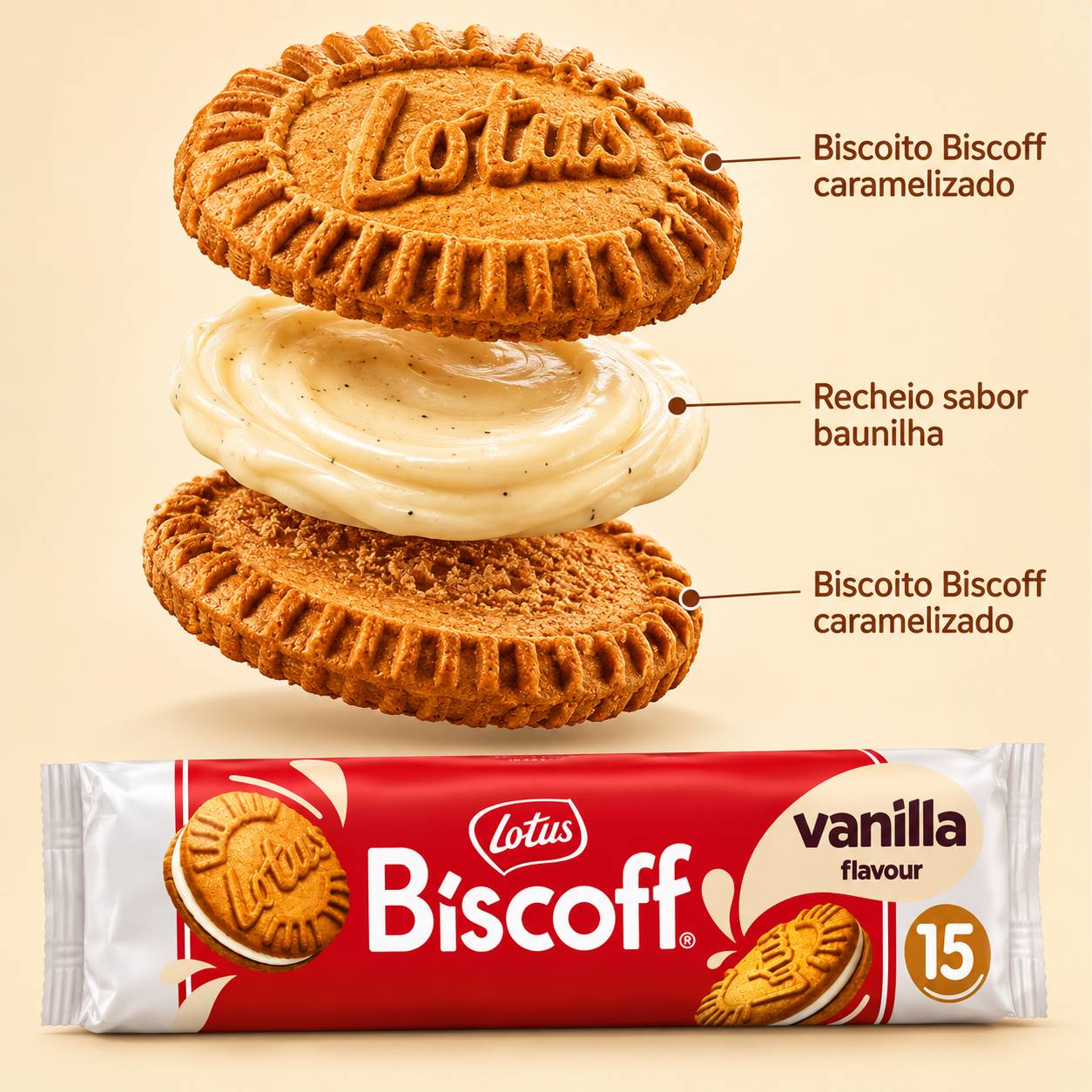 Kit 3 Biscoito Belga de Baunilha LOTUS BISCOFF 150g foto 4