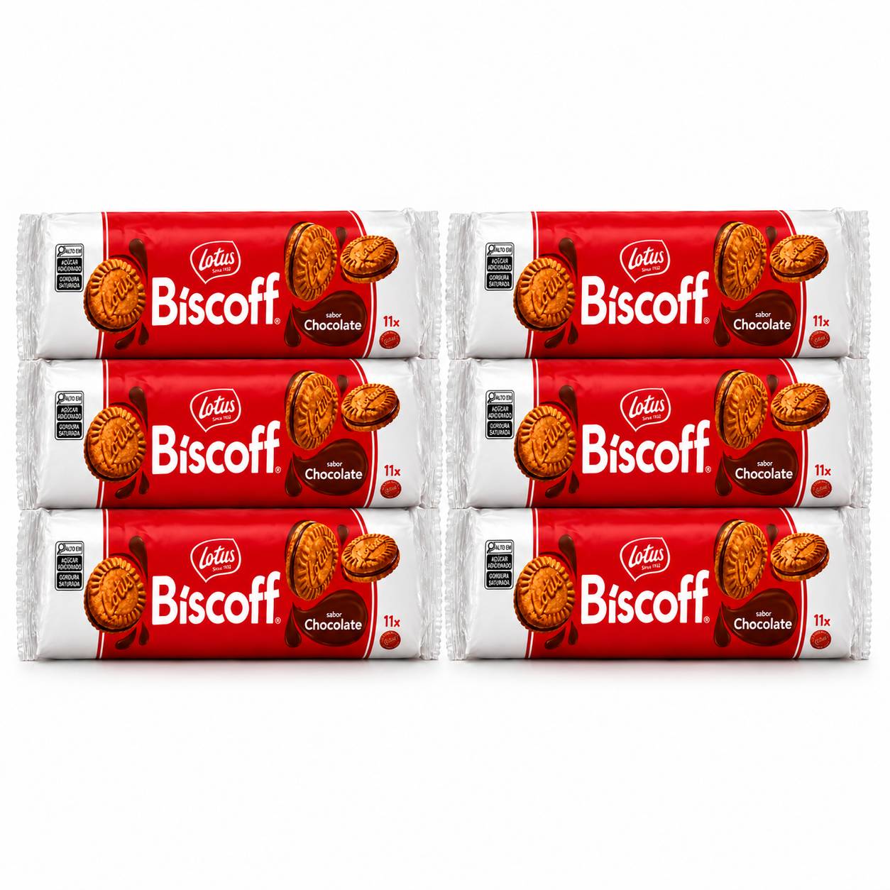 Kit 6 Biscoito Belga Creme de Chocolate LOTUS BISCOFF 150g
