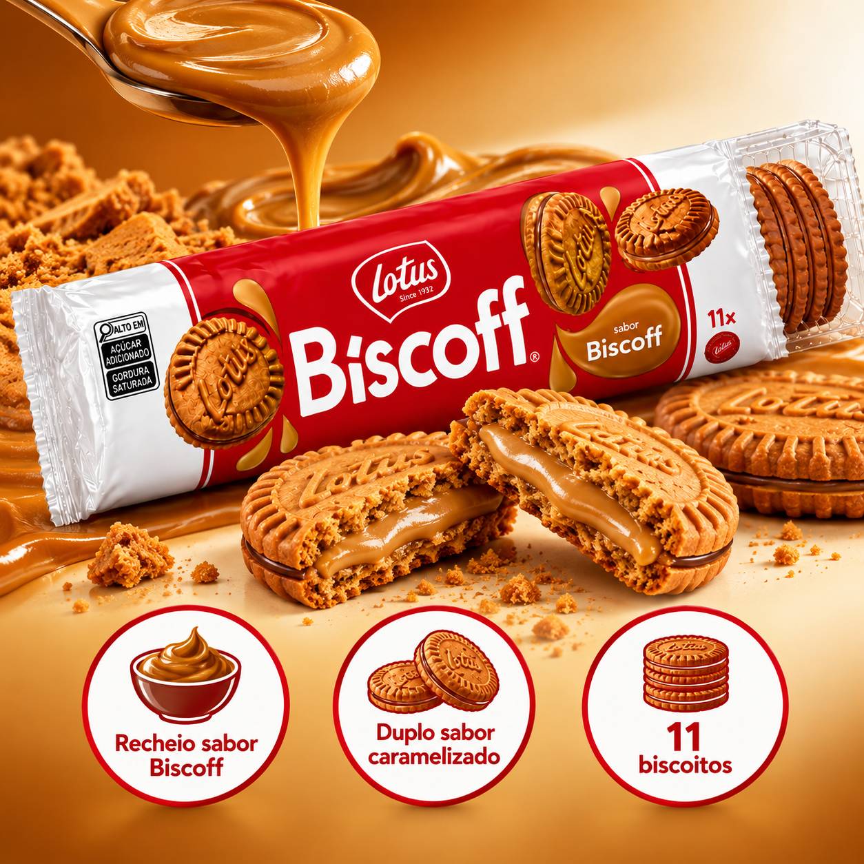 Kit 2 Biscoito Belga Reheado de Creme LOTUS BISCOFF 150g foto 8