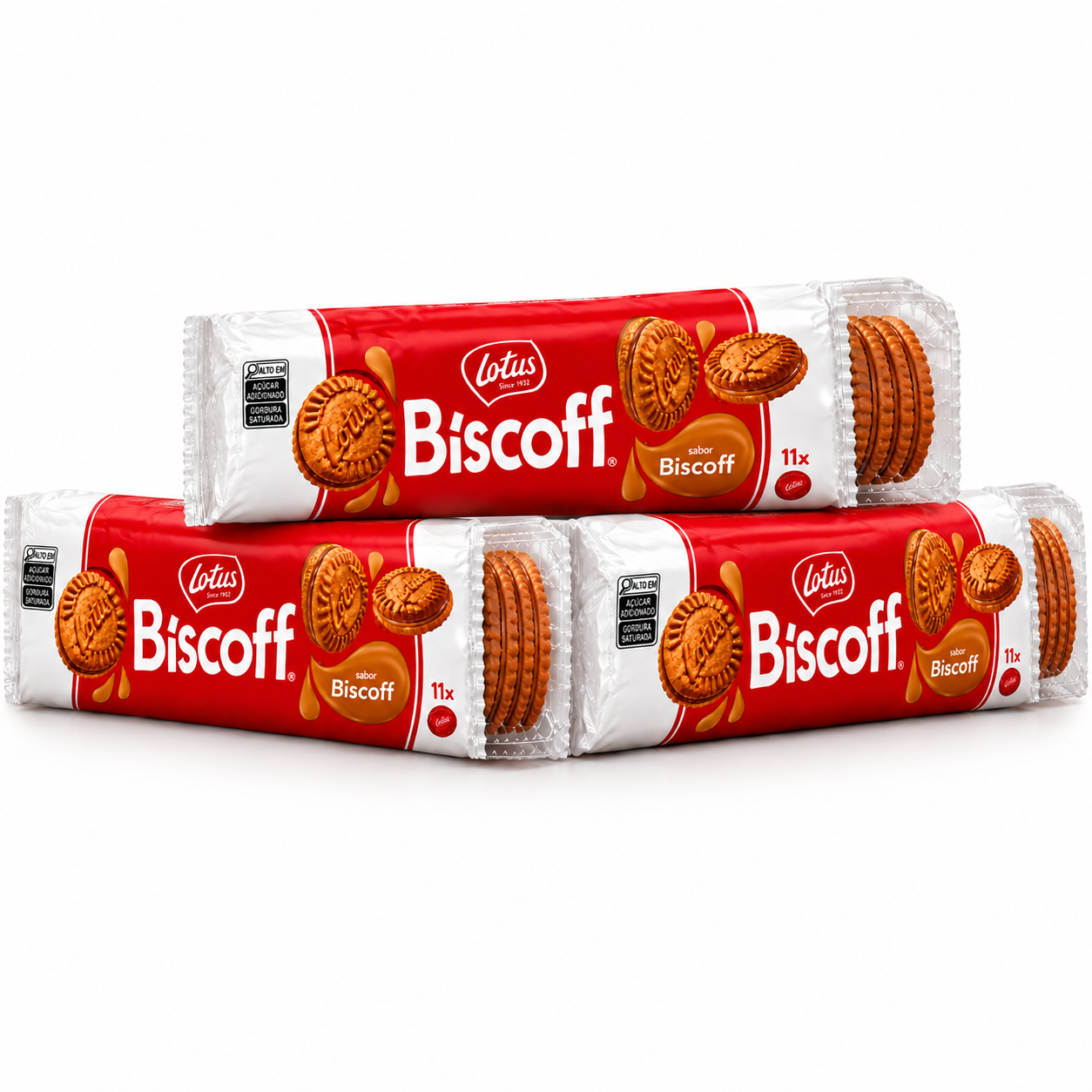 Kit 3 Biscoito Belga Reheado de Creme LOTUS BISCOFF 150g