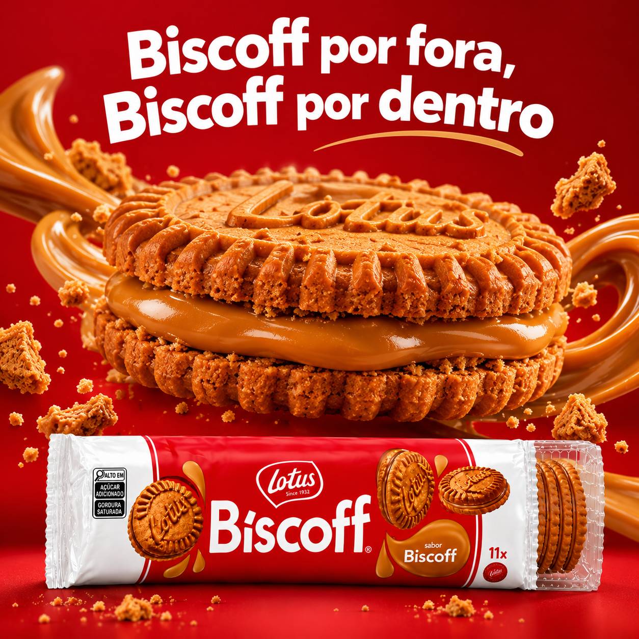 Kit 3 Biscoito Belga Reheado de Creme LOTUS BISCOFF 150g foto 4