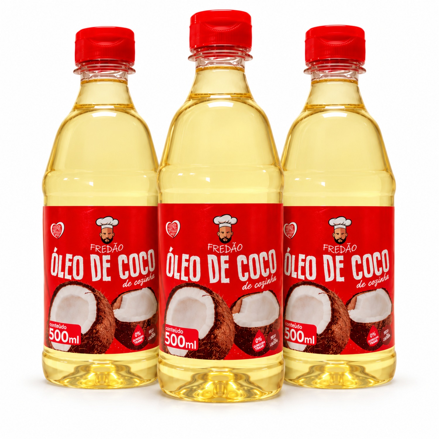 Kit 3 Óleo de Coco de Cozinha FREDÃO 500ml