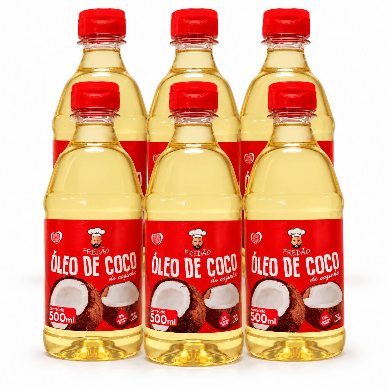 Kit 6 Óleo de Coco de Cozinha FREDÃO 500ml