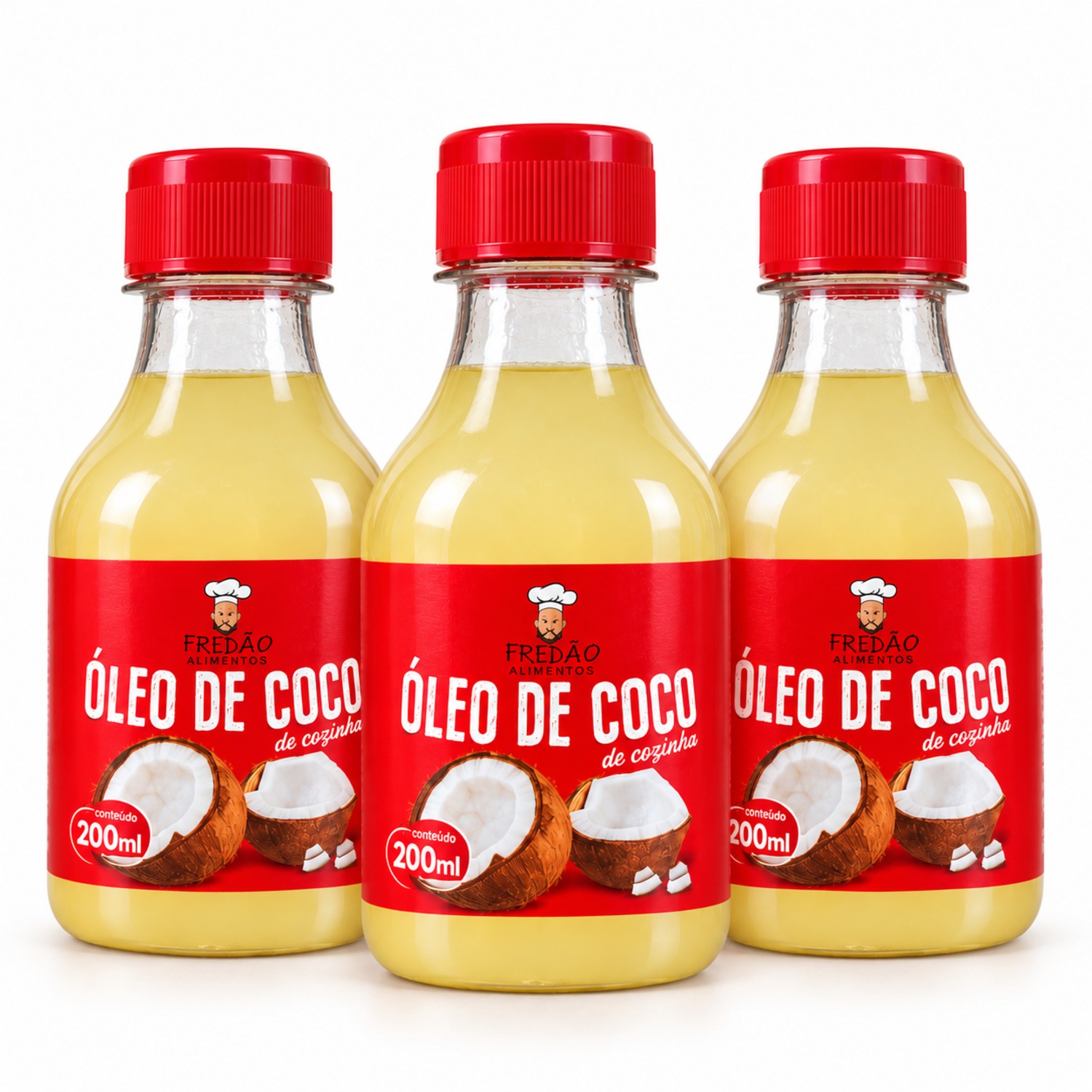 Kit 3 Óleo de Coco de Cozinha FREDÃO 200ml