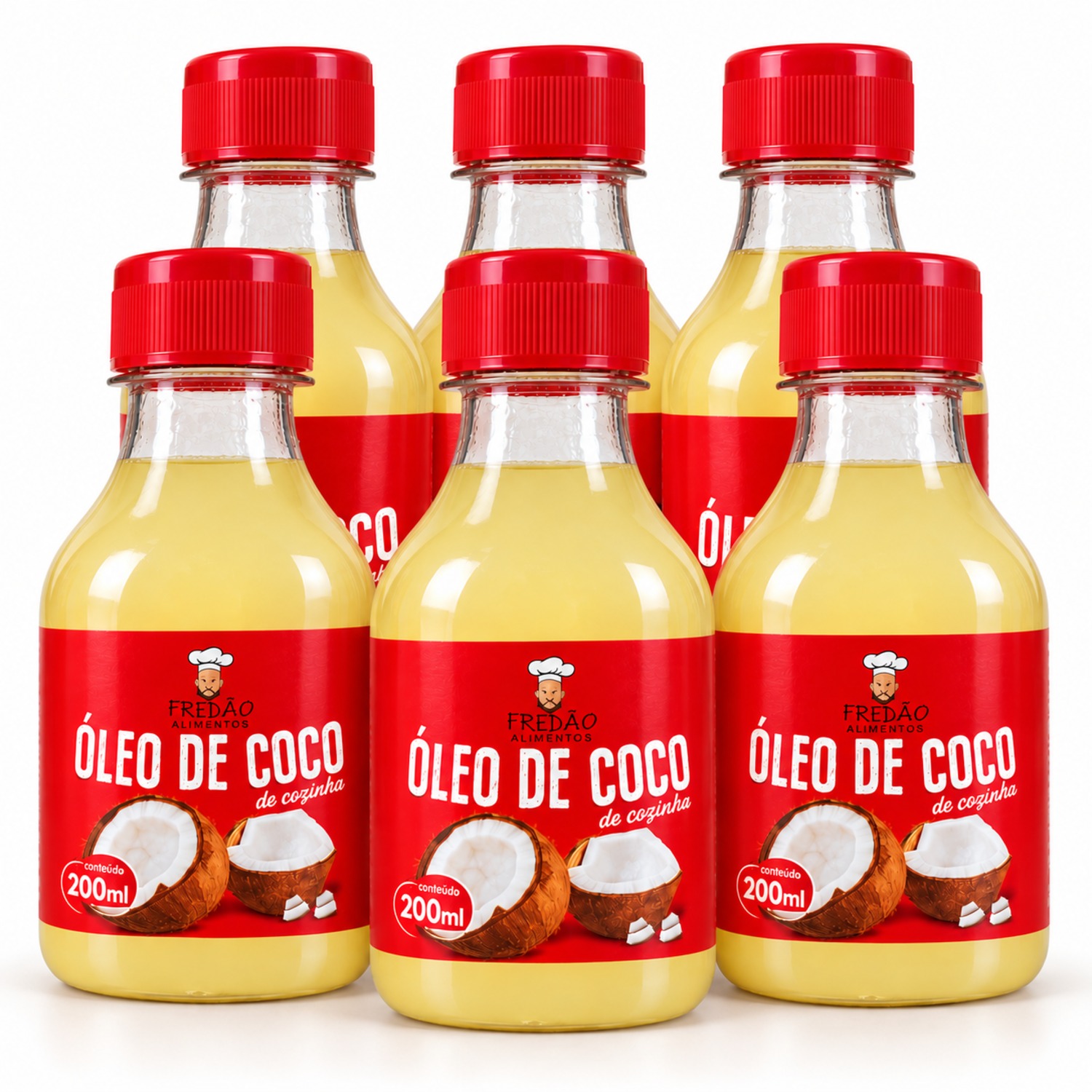 Kit 6 Óleo de Coco de Cozinha FREDÃO 200ml