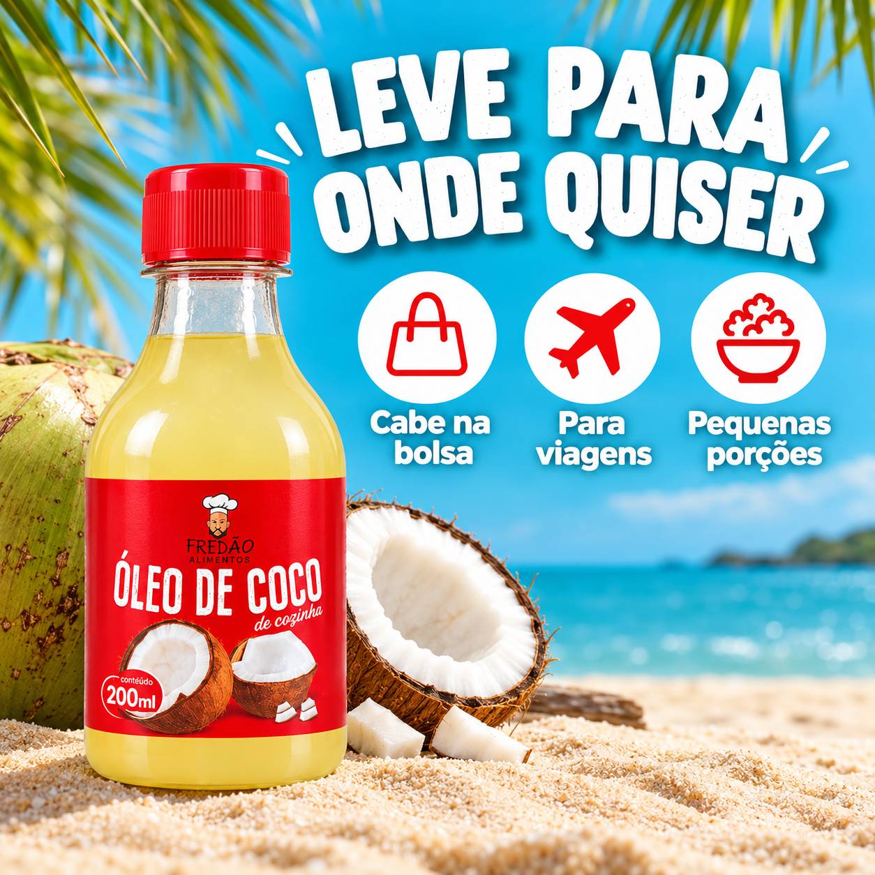 Kit 6 Óleo de Coco de Cozinha FREDÃO 200ml foto 2