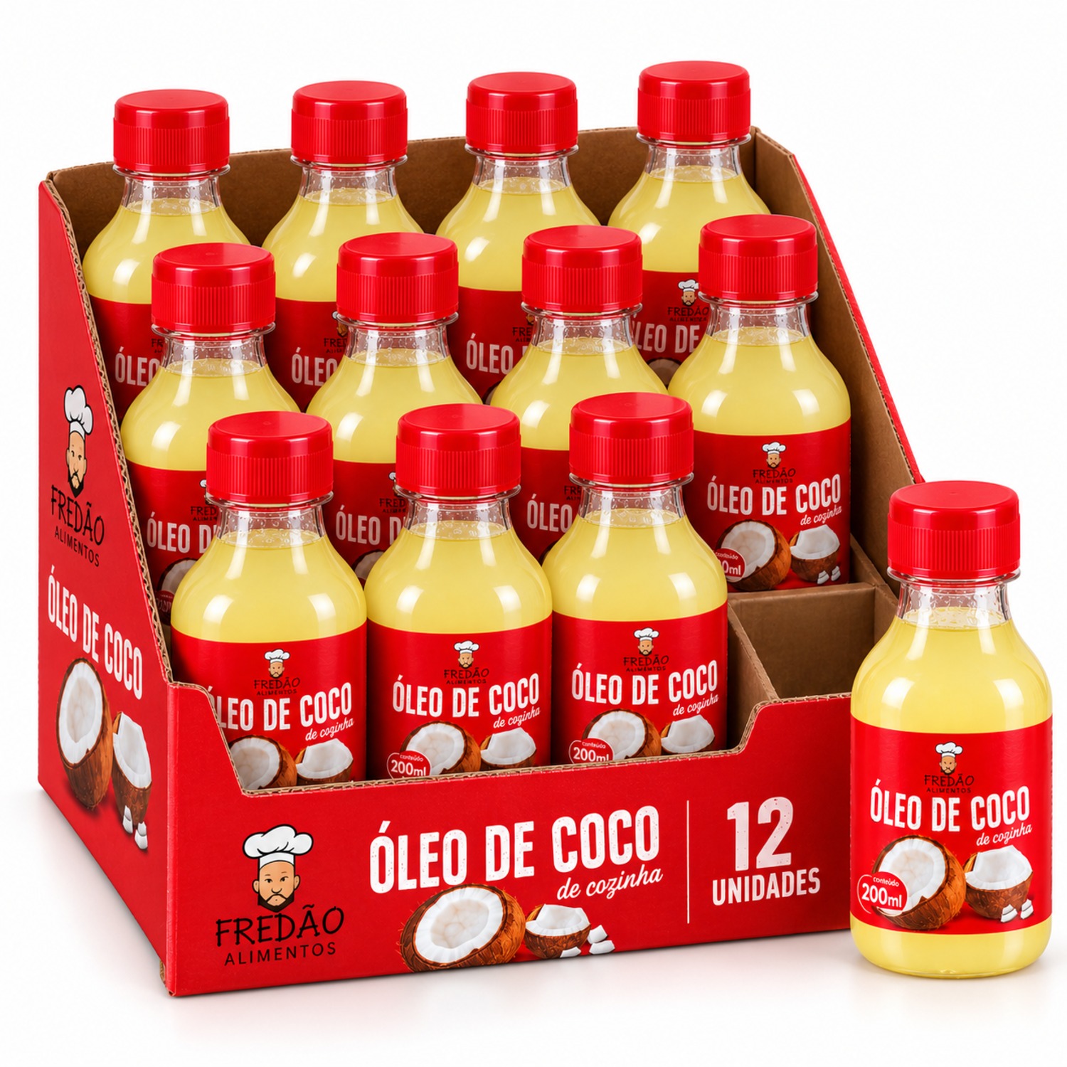 Kit 12 Óleo de Coco de Cozinha FREDÃO 200ml