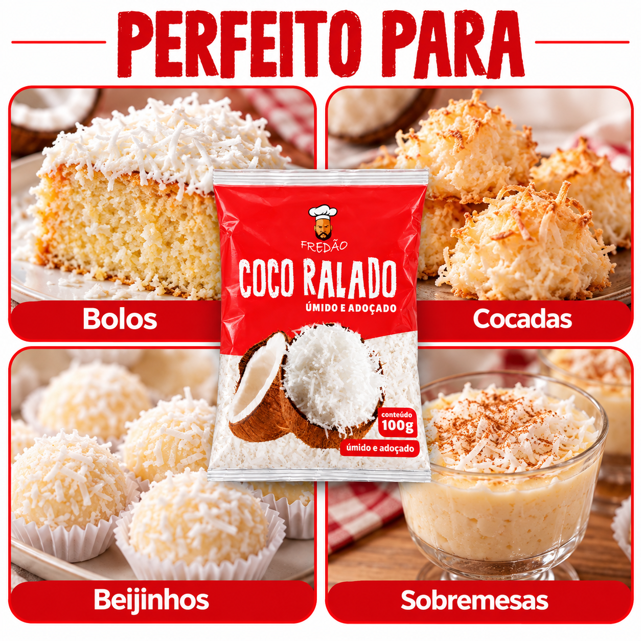 Kit 12 Coco Ralado FREDÃO Pacote 100g foto 6