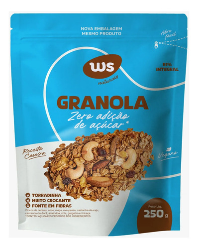 Granola Zero Adição de Açucar WS NATURAIS 250g foto 4