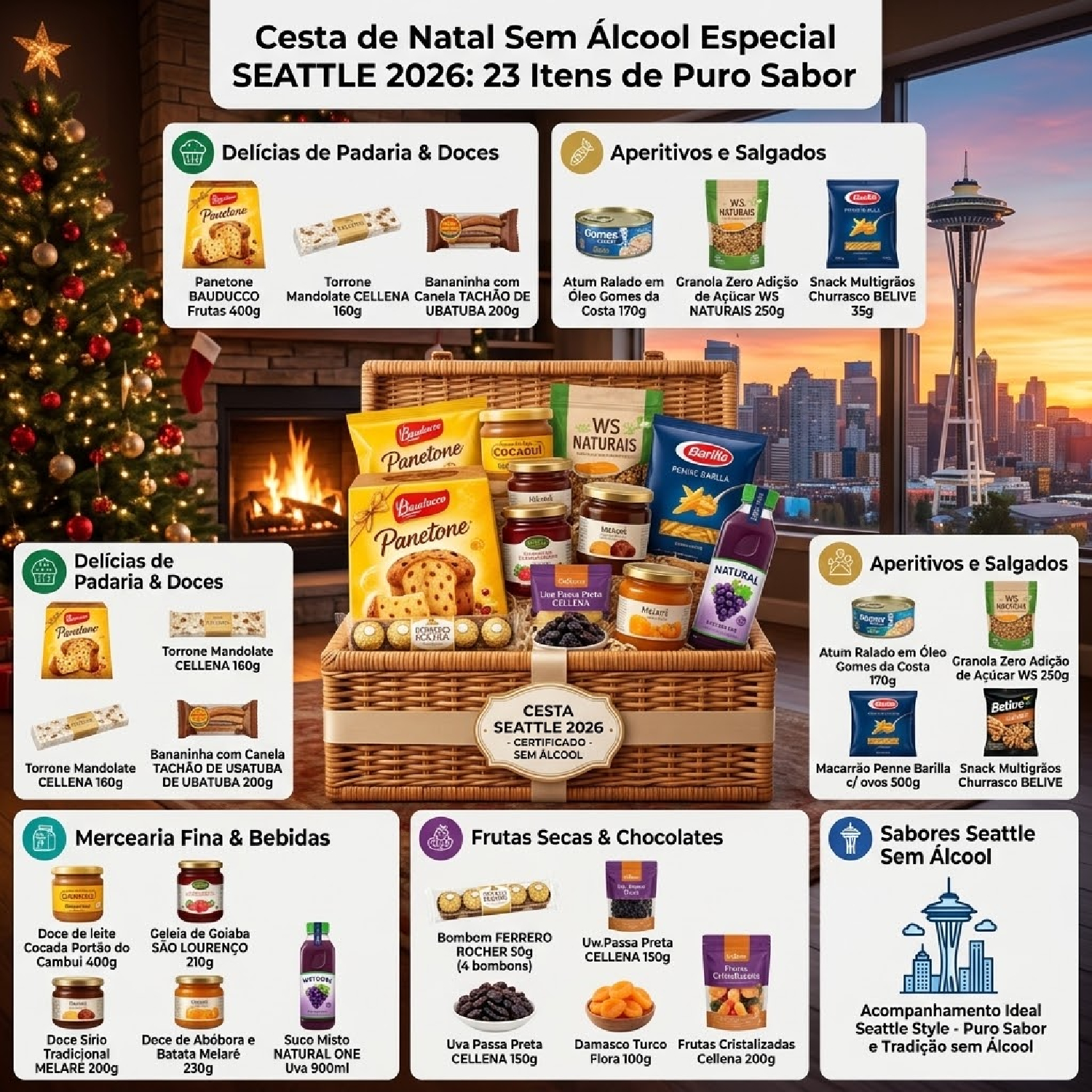 Cesta de Natal Sem Álcool Especial KANSAS com 17 Itens 2026 foto 6