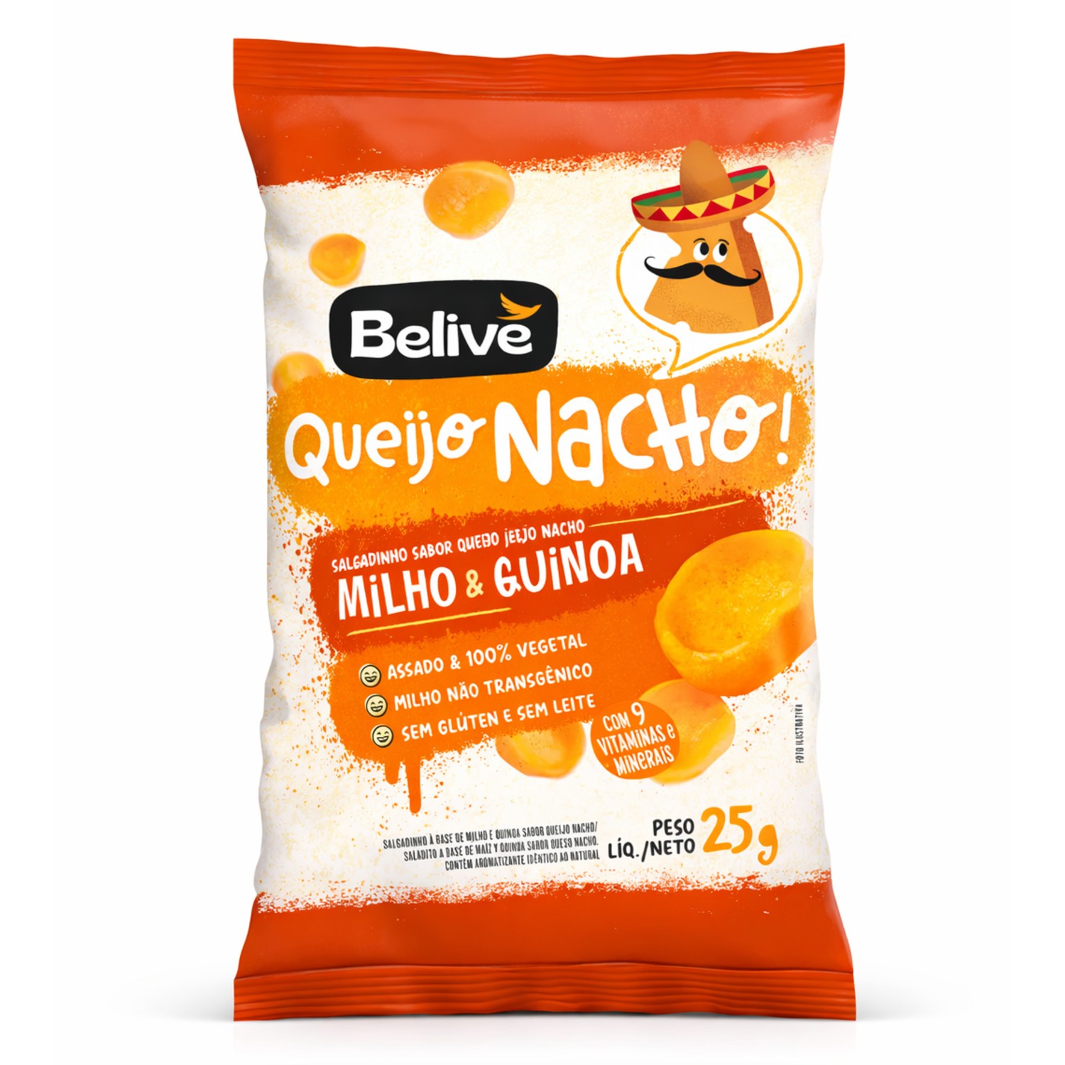 Salgadinho BELIVE s/ Gluten Queijo Nacho 25g