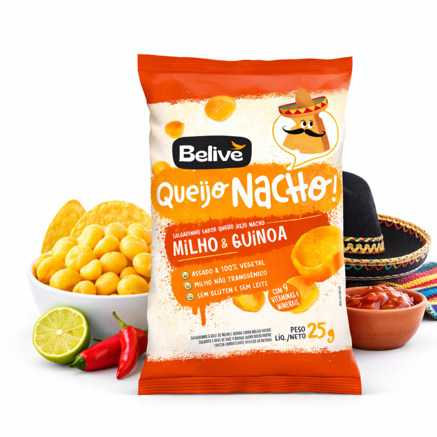 Salgadinho BELIVE s/ Gluten Queijo Nacho 25g foto 2