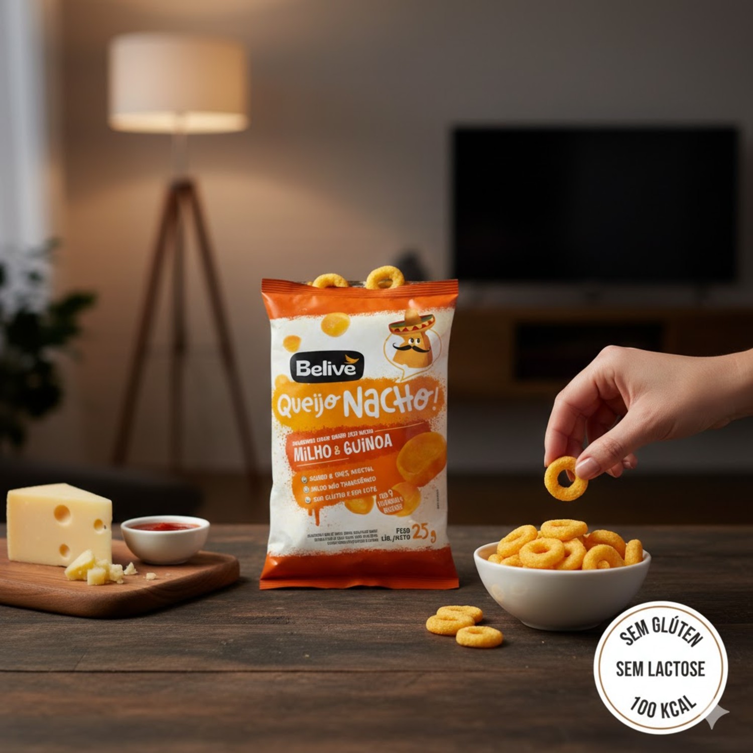 Salgadinho BELIVE s/ Gluten Queijo Nacho 25g foto 3