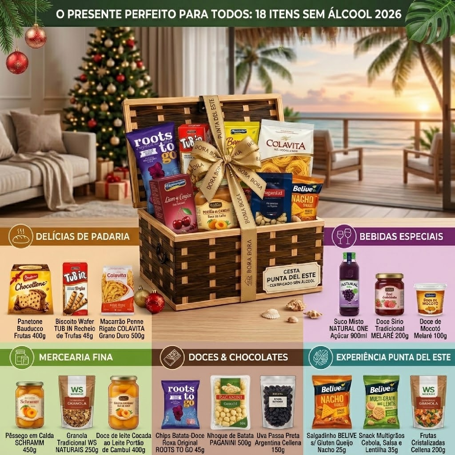Cesta de Natal Sem Álcool Especial PUNTA DEL ESTE 18 Itens 2026 foto 3