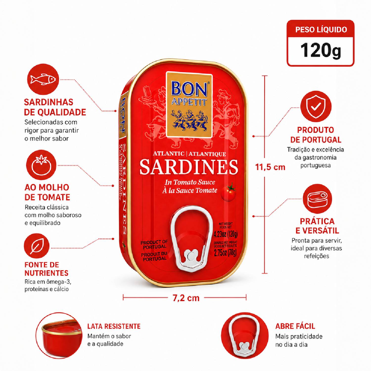 Sardinha Portuguesa em Tomate BON APPETIT 120g foto 3