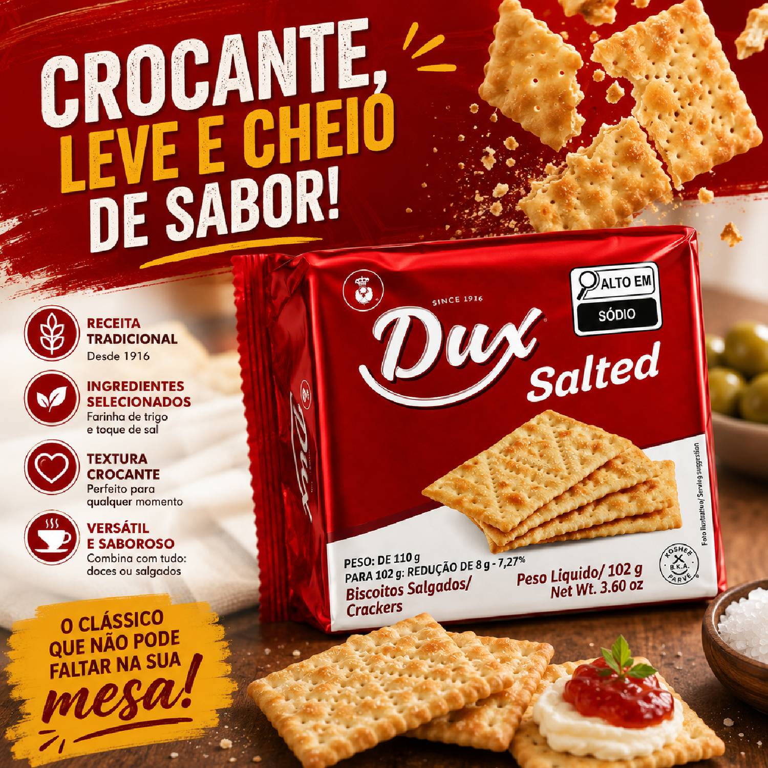Biscoito Crackers DUX Salted 102g foto 7