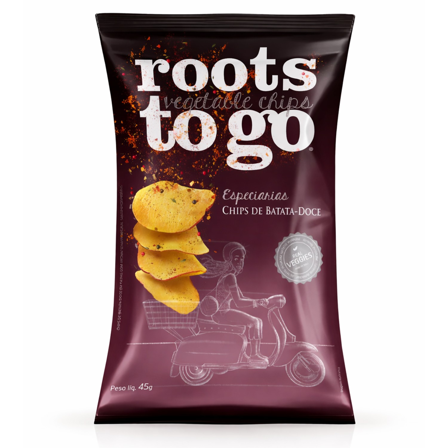Chips de Batata-doce Roots To Go Especiarias 45g
