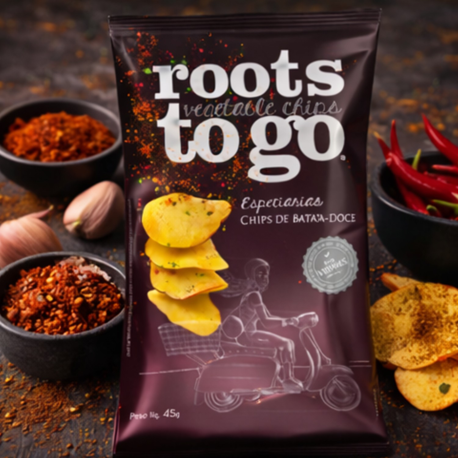 Chips de Batata-doce Roots To Go Especiarias 45g foto 2
