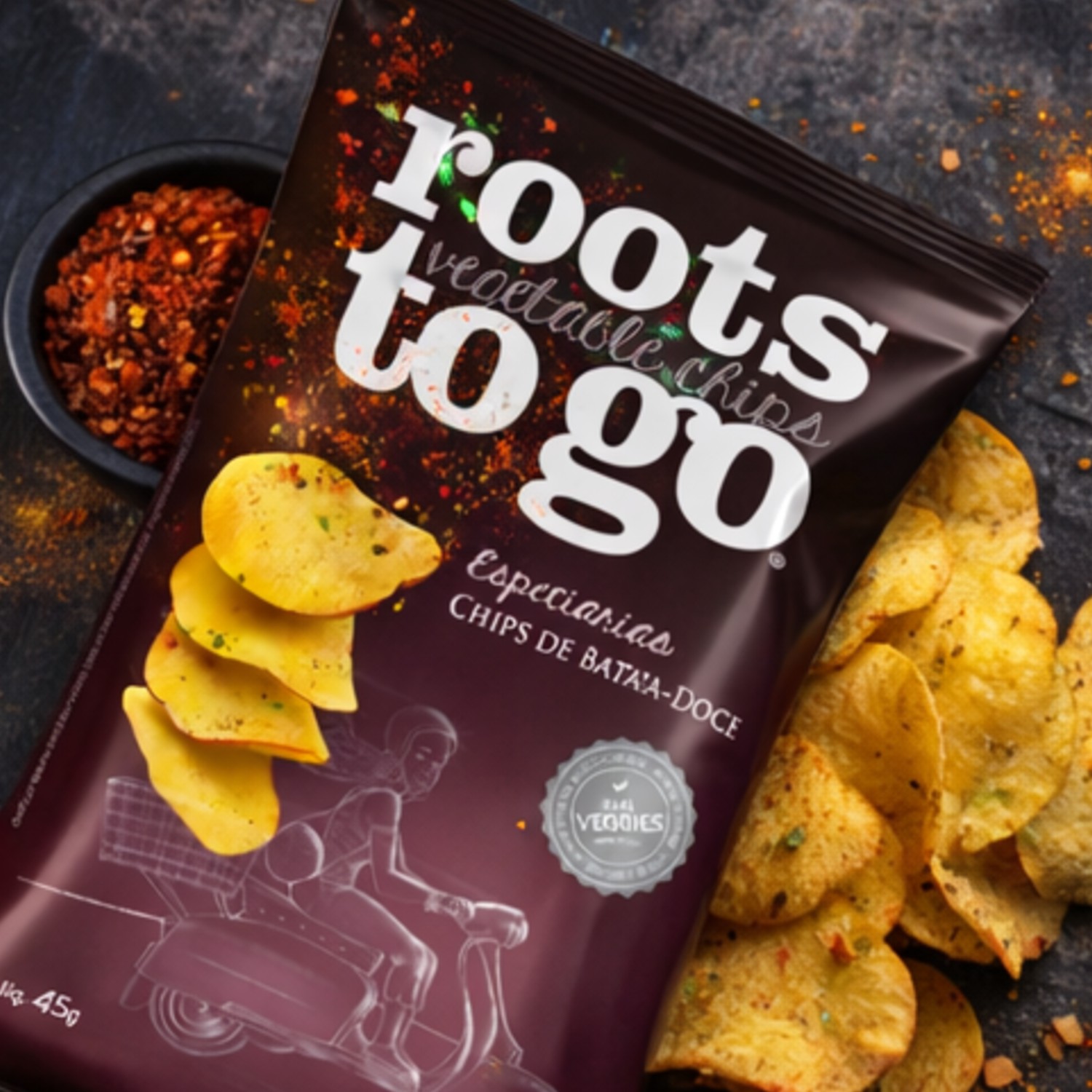 Chips de Batata-doce Roots To Go Especiarias 45g foto 7