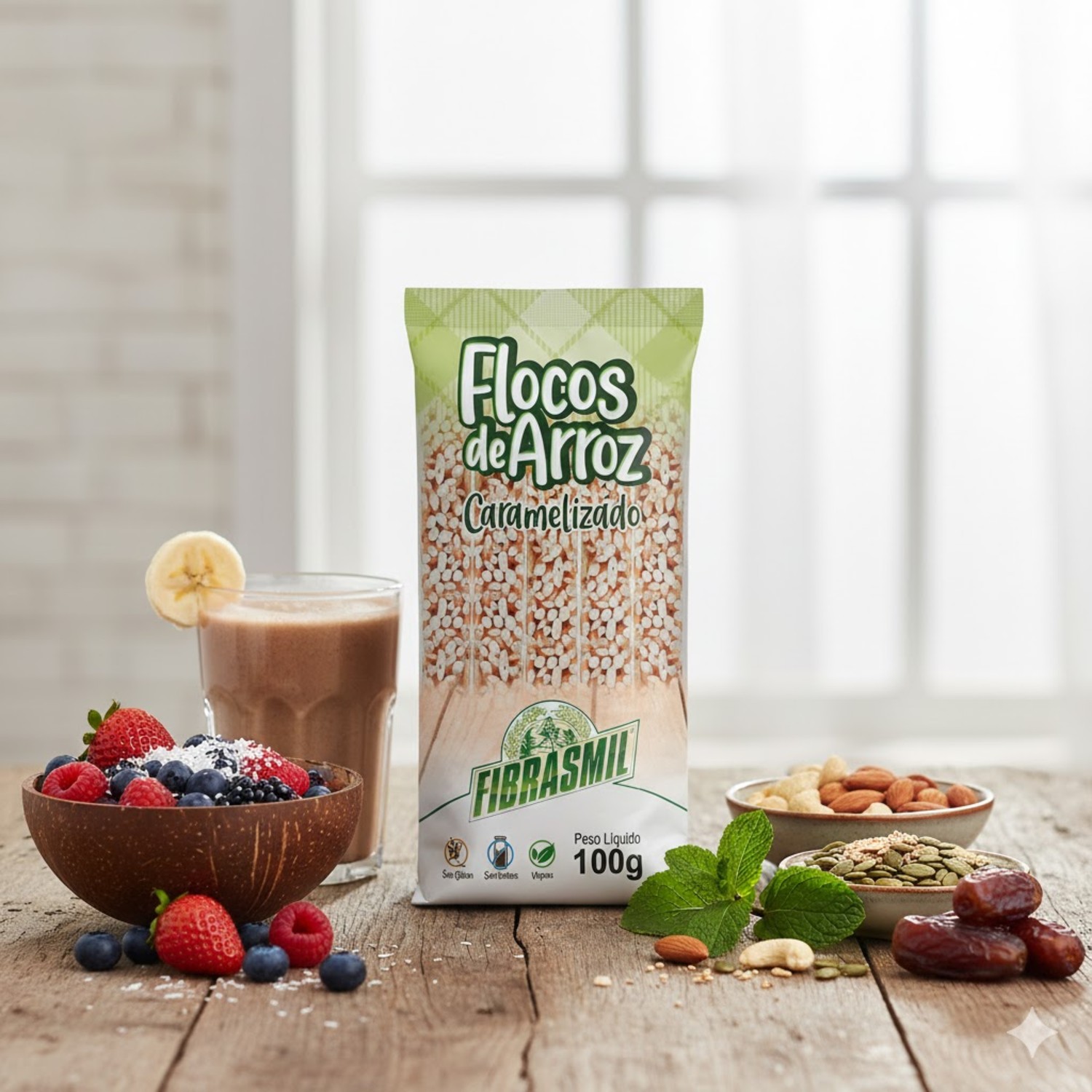 Flocos de Arroz Caramelizado FIBRASMIL 100g foto 3