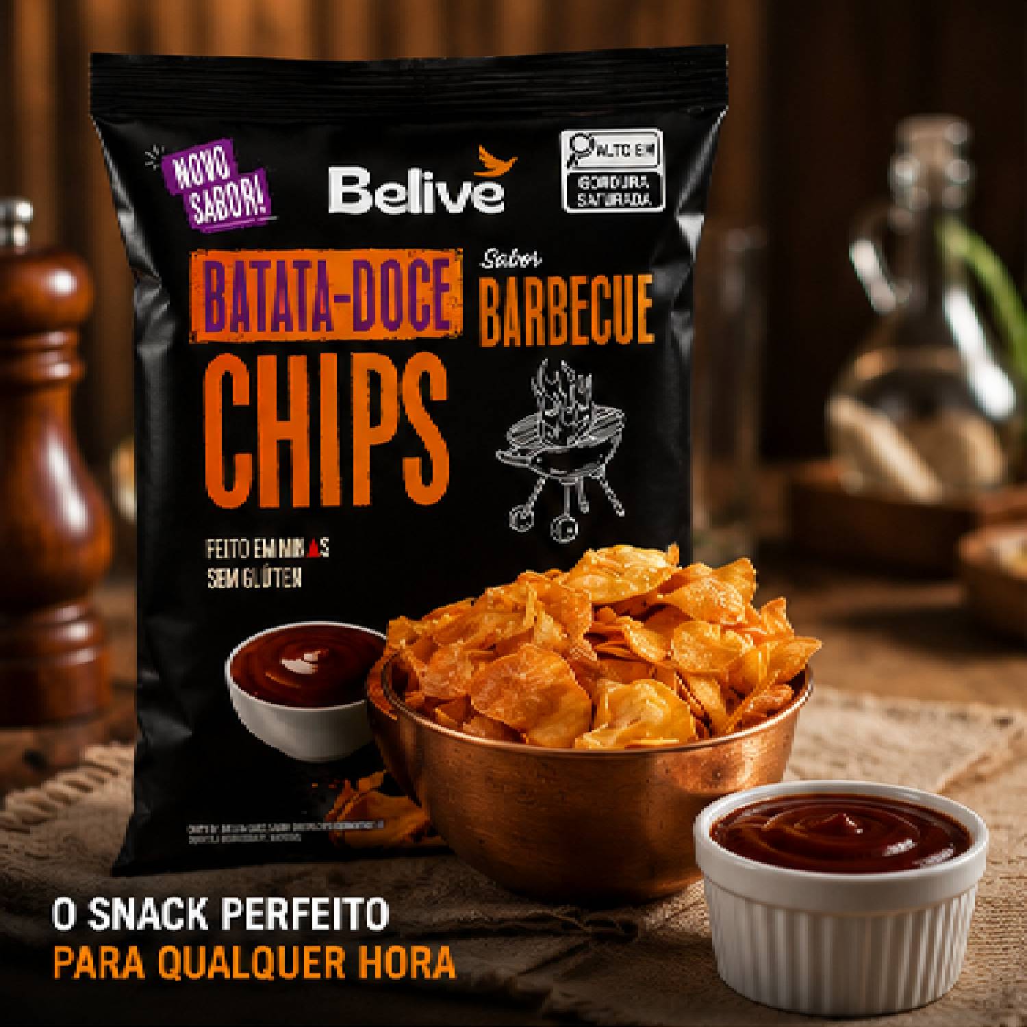 Batata Doce Chips Barbecue s/ Glúten BELIVE 50g foto 5