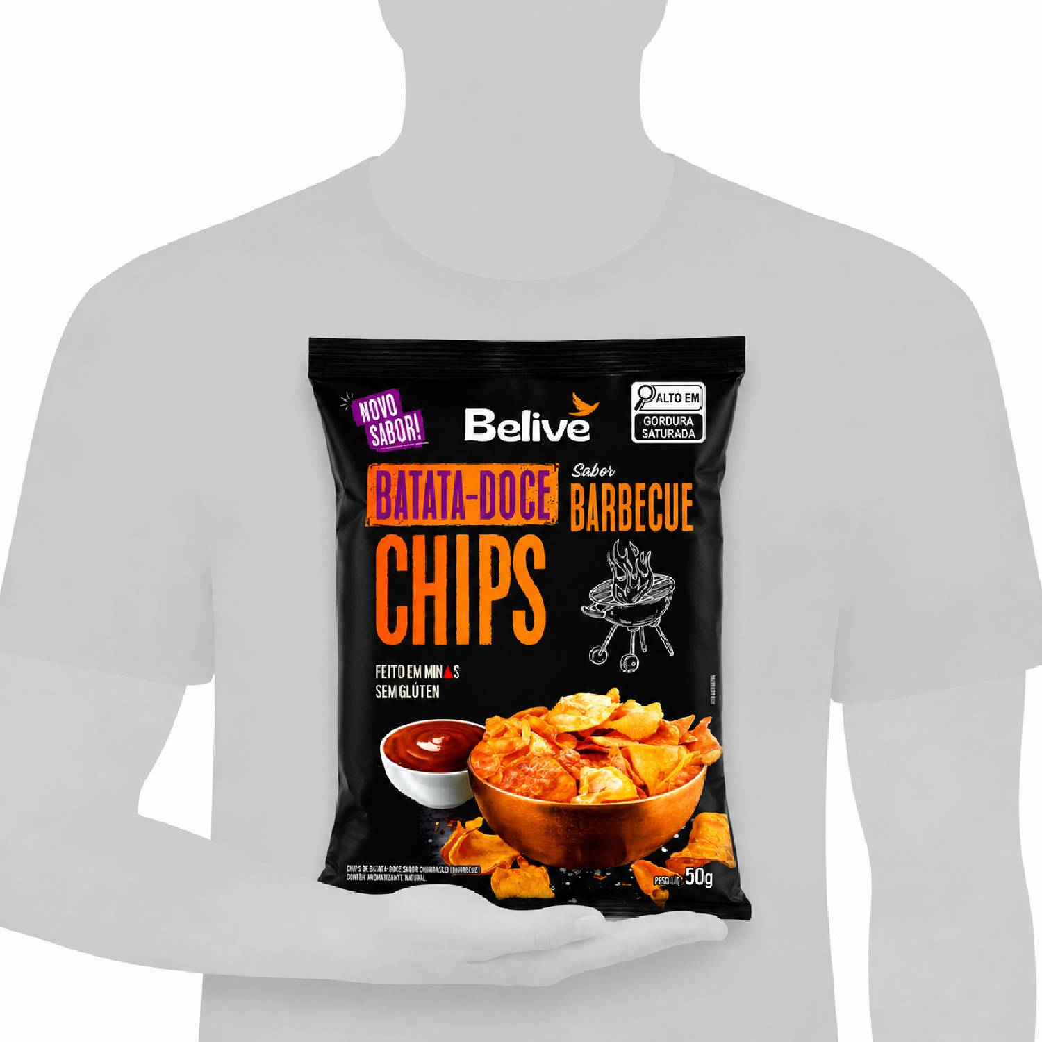 Batata Doce Chips Barbecue s/ Glúten BELIVE 50g foto 8