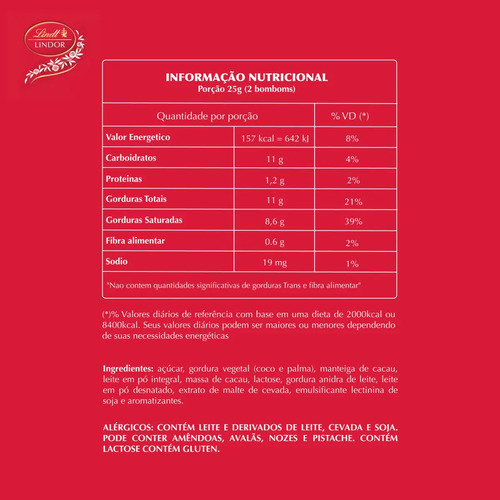 Bombom Chocolate Suiço LINDT Lindor ao Leite 37g foto 3