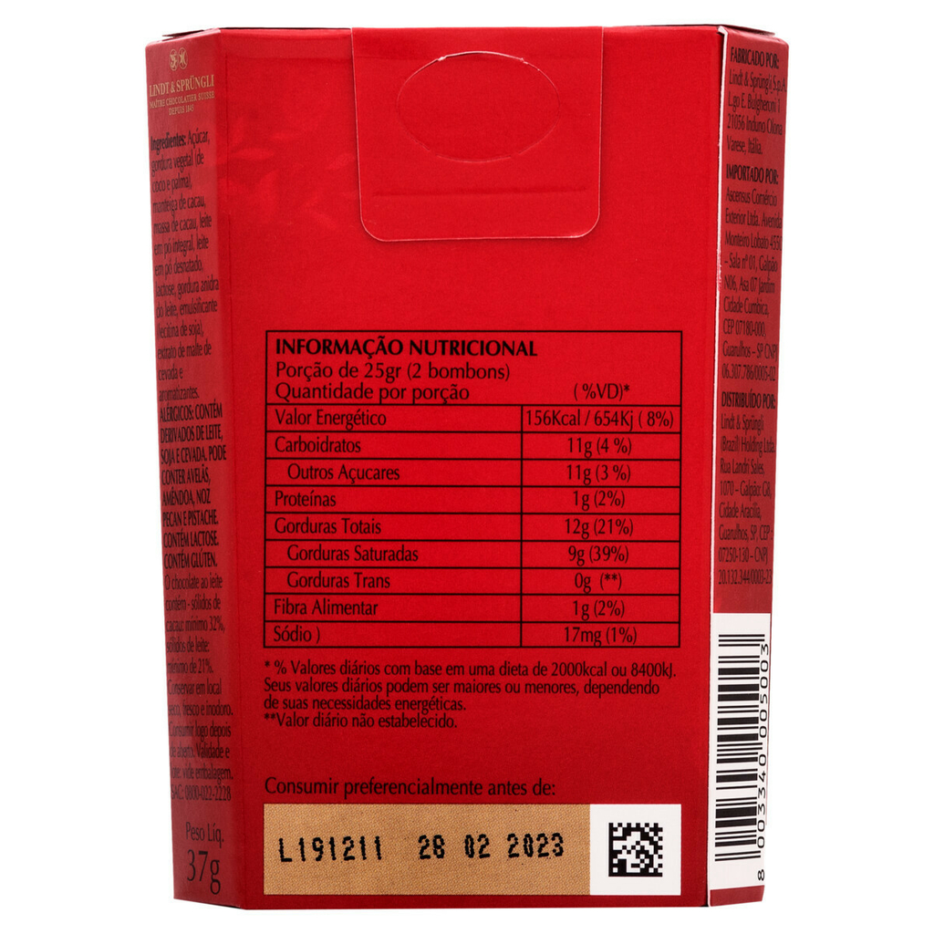 Bombom Chocolate Suiço LINDT Lindor ao Leite 37g foto 5