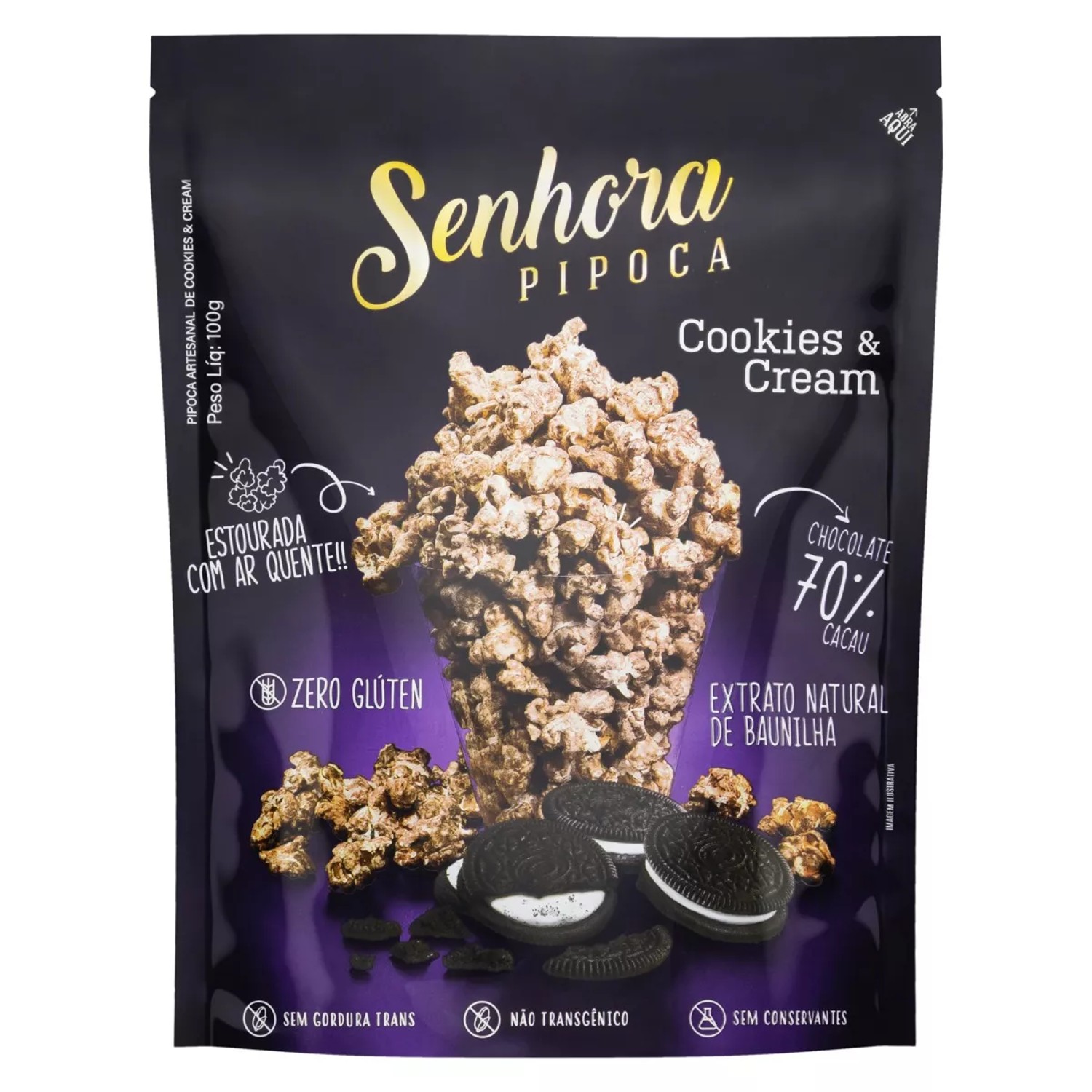 Pipoca Gourmet Cookies & Cream SENHORA 100g foto 2