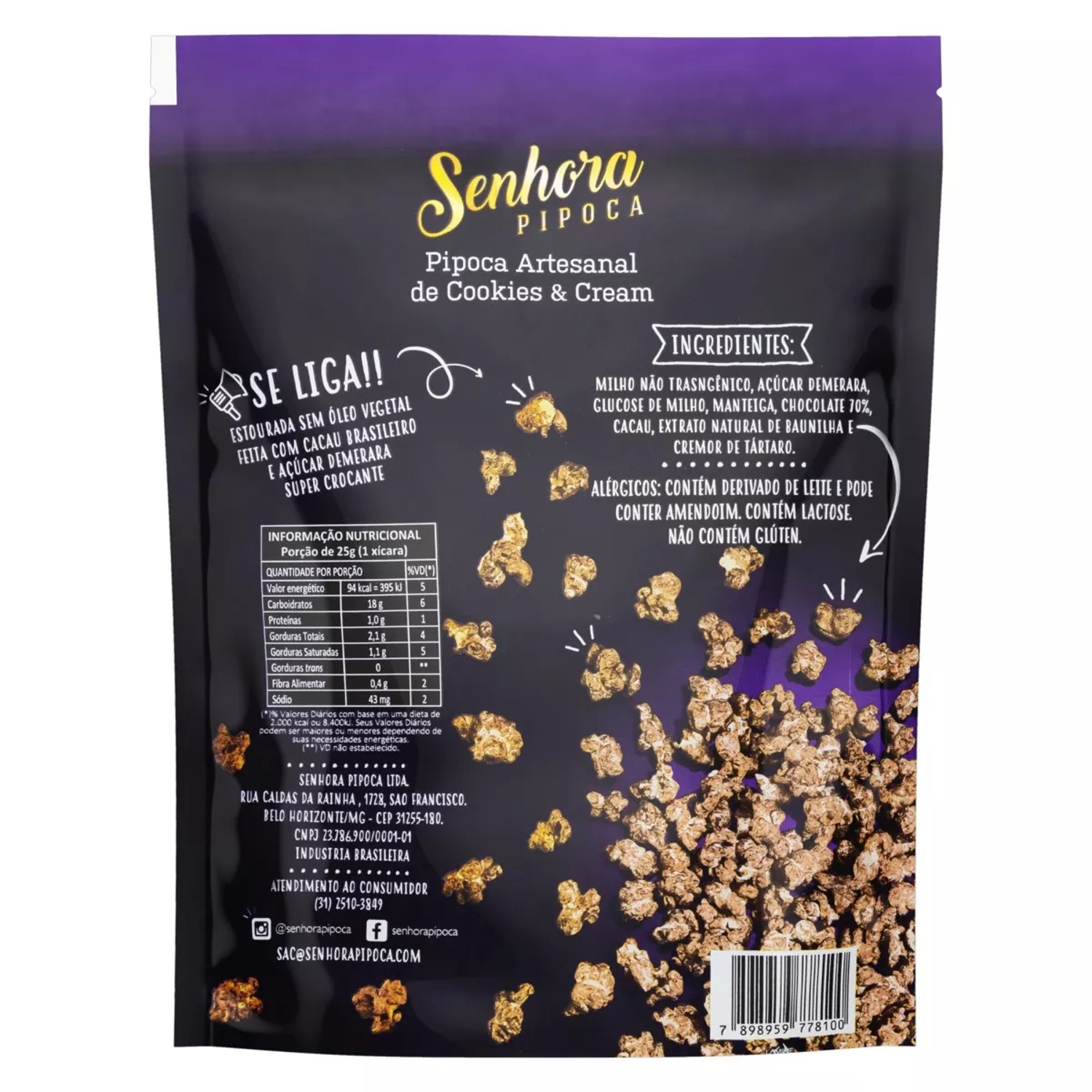 Pipoca Gourmet Cookies & Cream SENHORA 100g foto 3
