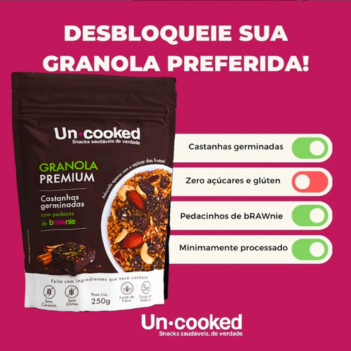 Granola UNCOOKED Castanhas Germinadas c/ Brawnie 250g foto 4