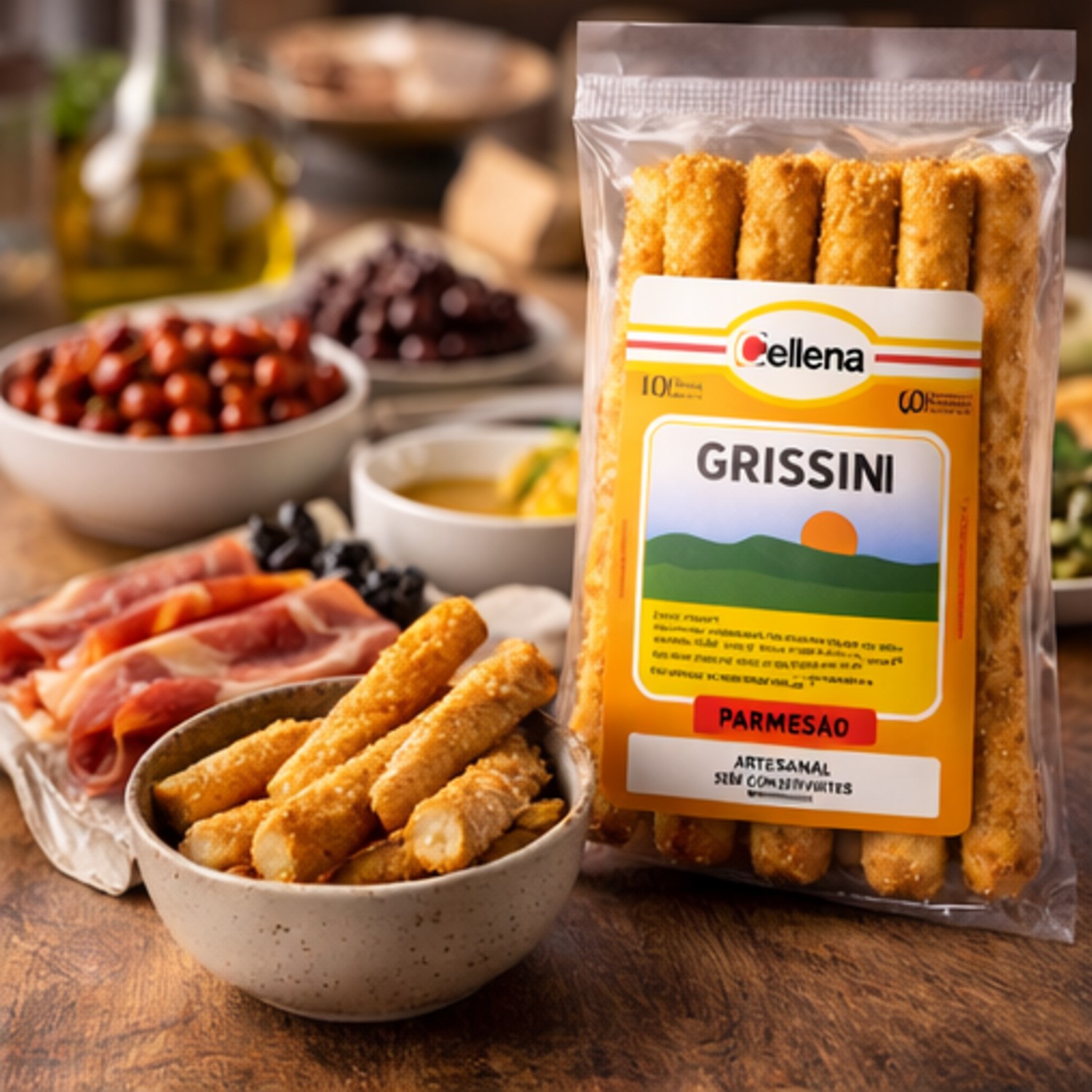 Grissini Artesanal Sabor Parmesão CELLENA 100g foto 5