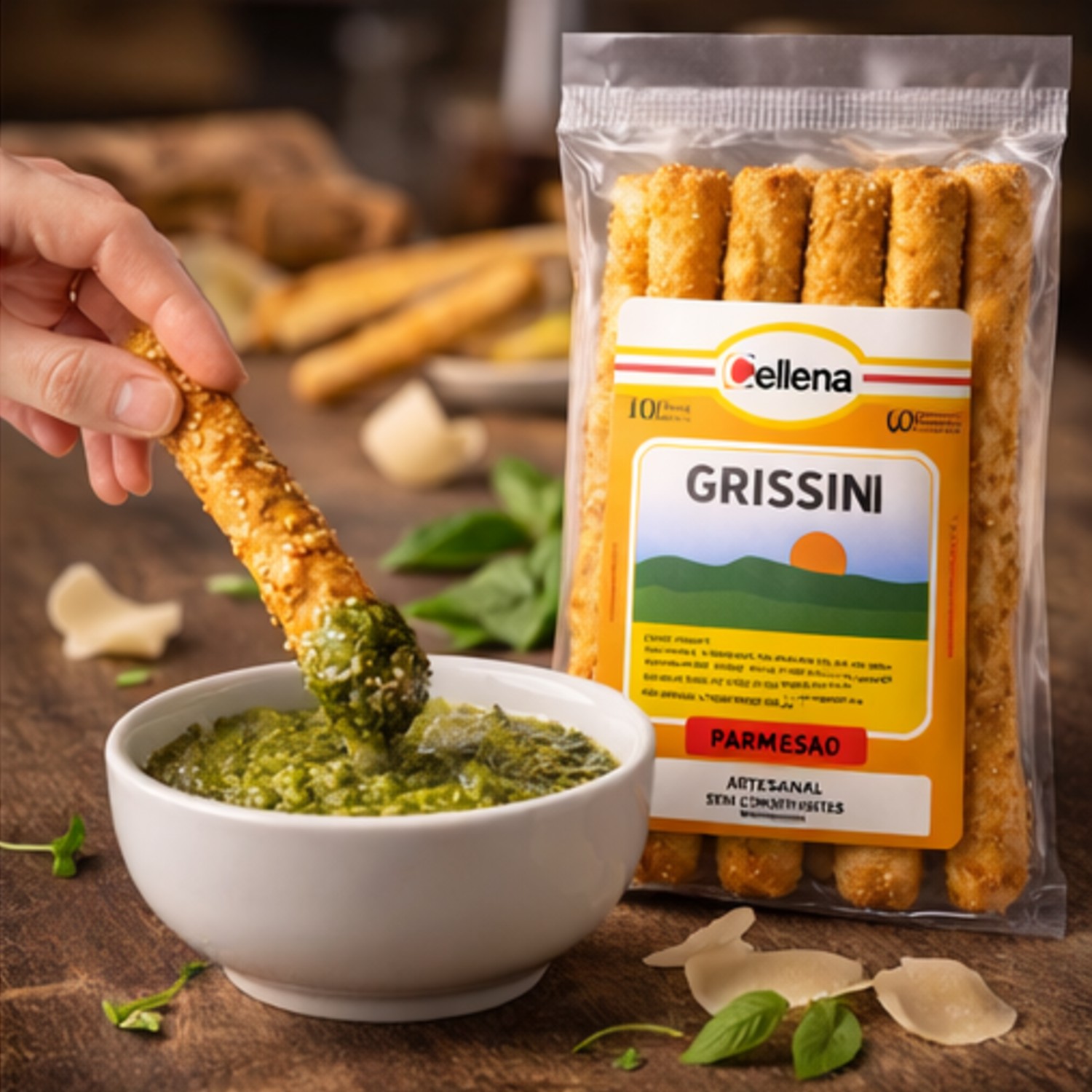 Grissini Artesanal Sabor Parmesão CELLENA 100g foto 7