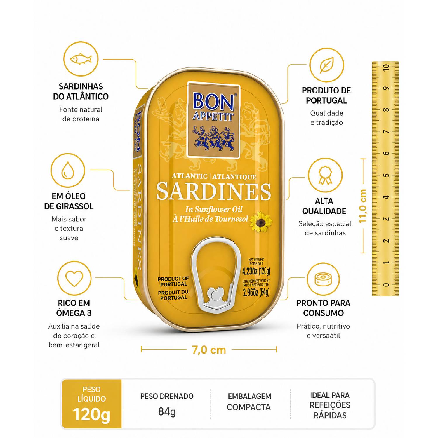 Sardinha Portuguesa BON APPETIT em Óleo 120g foto 6