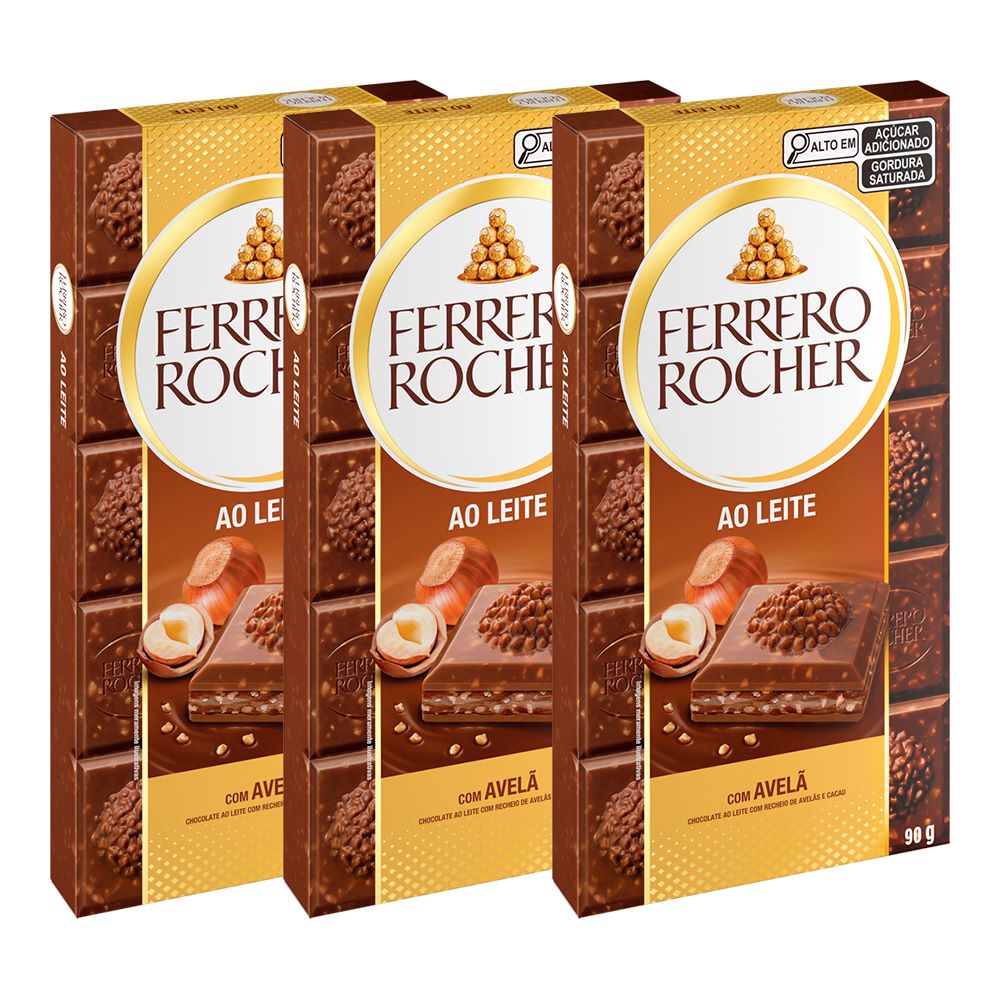 Chocolate FERRERO ROCHER ao Leite Tablete 90g foto 3