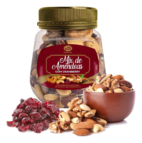 Mix Nuts de Amendoas c/ Cranberry WS NATURAIS 150g foto 2