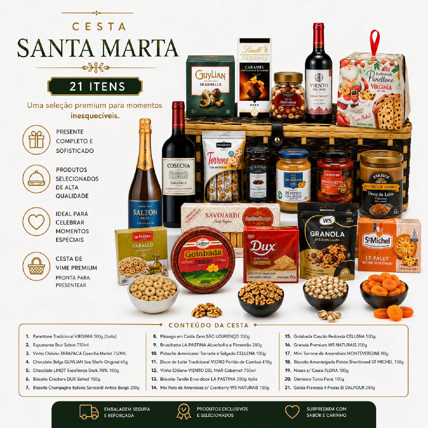 Cesta De Natal SANTA MARTA Premium com 21 Itens - Natal 2026 foto 2