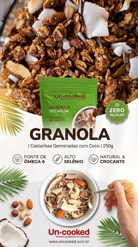 Granola Castanhas Germinadas c/ coco UNCOOKED 250g foto 3