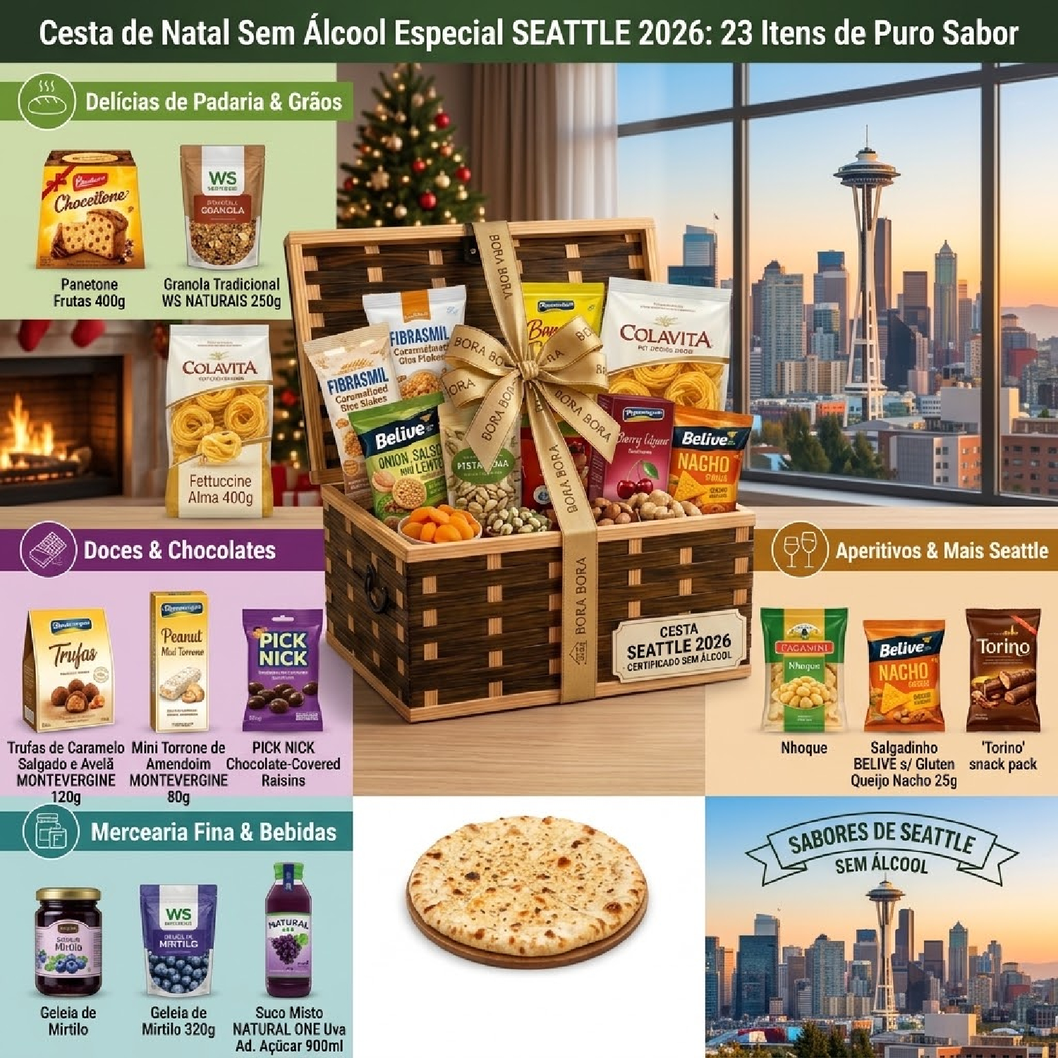 Cesta de Natal Sem Álcool Especial SEATTLE com 23 itens 2026 foto 7