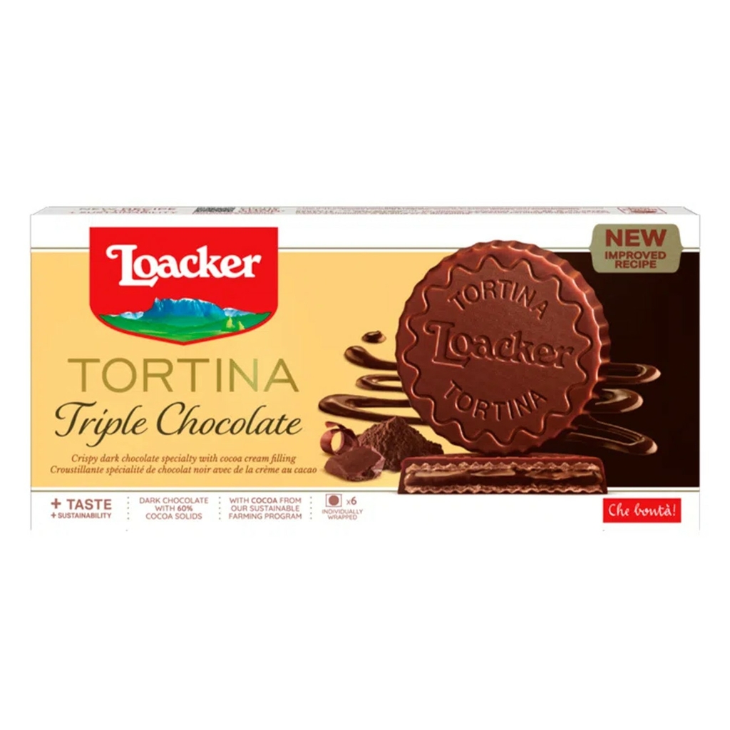 Biscoito LOACKER Tortina Triple Chocolate 63g (3x21g) foto 4