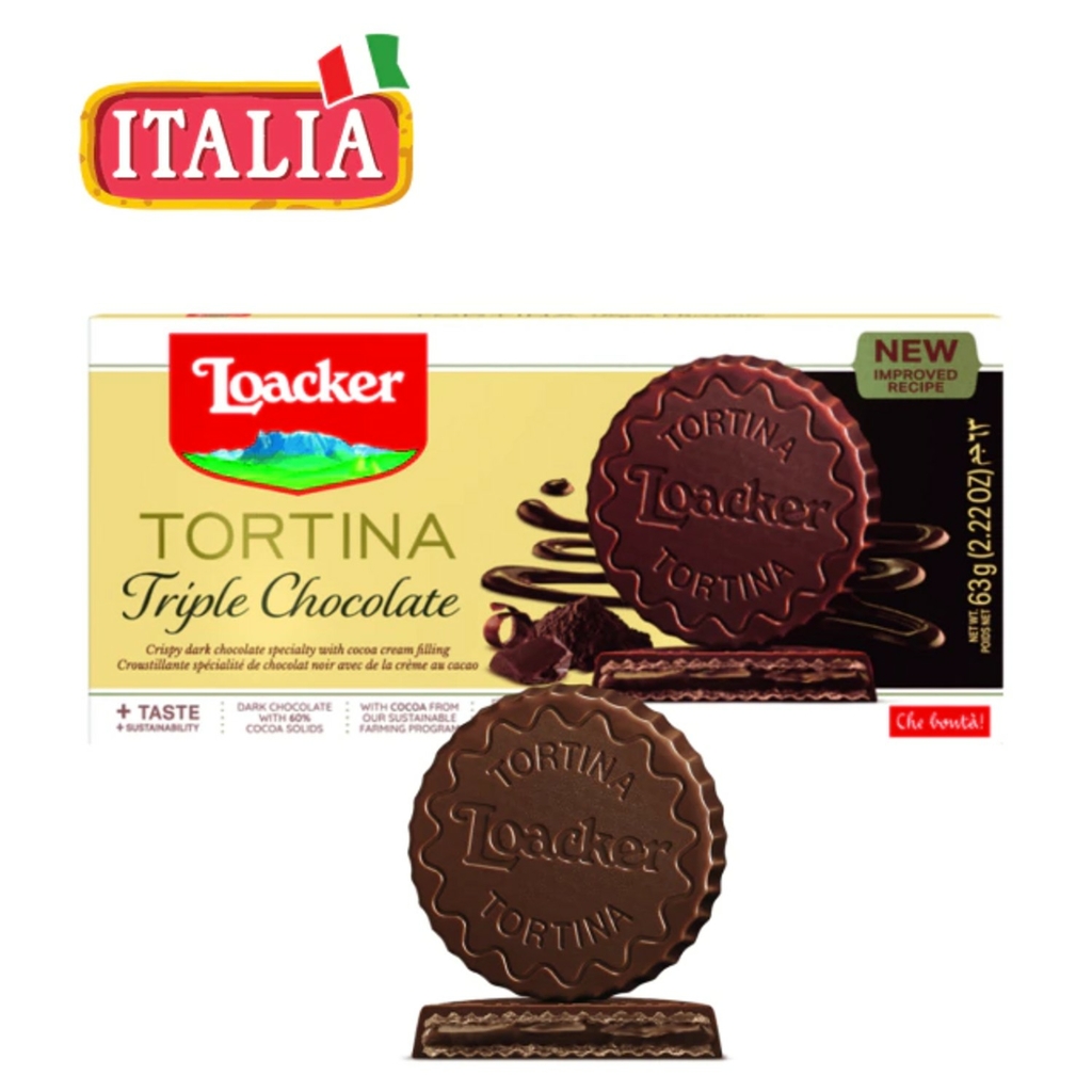 Biscoito LOACKER Tortina Triple Chocolate 63g (3x21g) foto 6