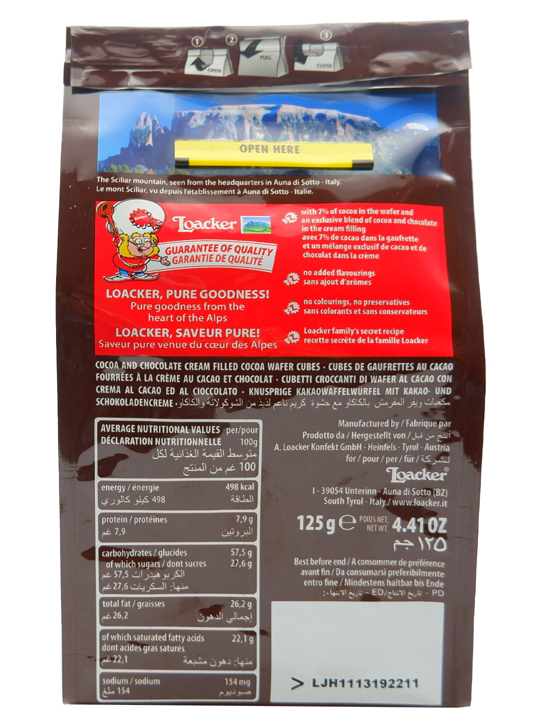 Waffer Quadratini Double Chocolate LOACKER 125g foto 3