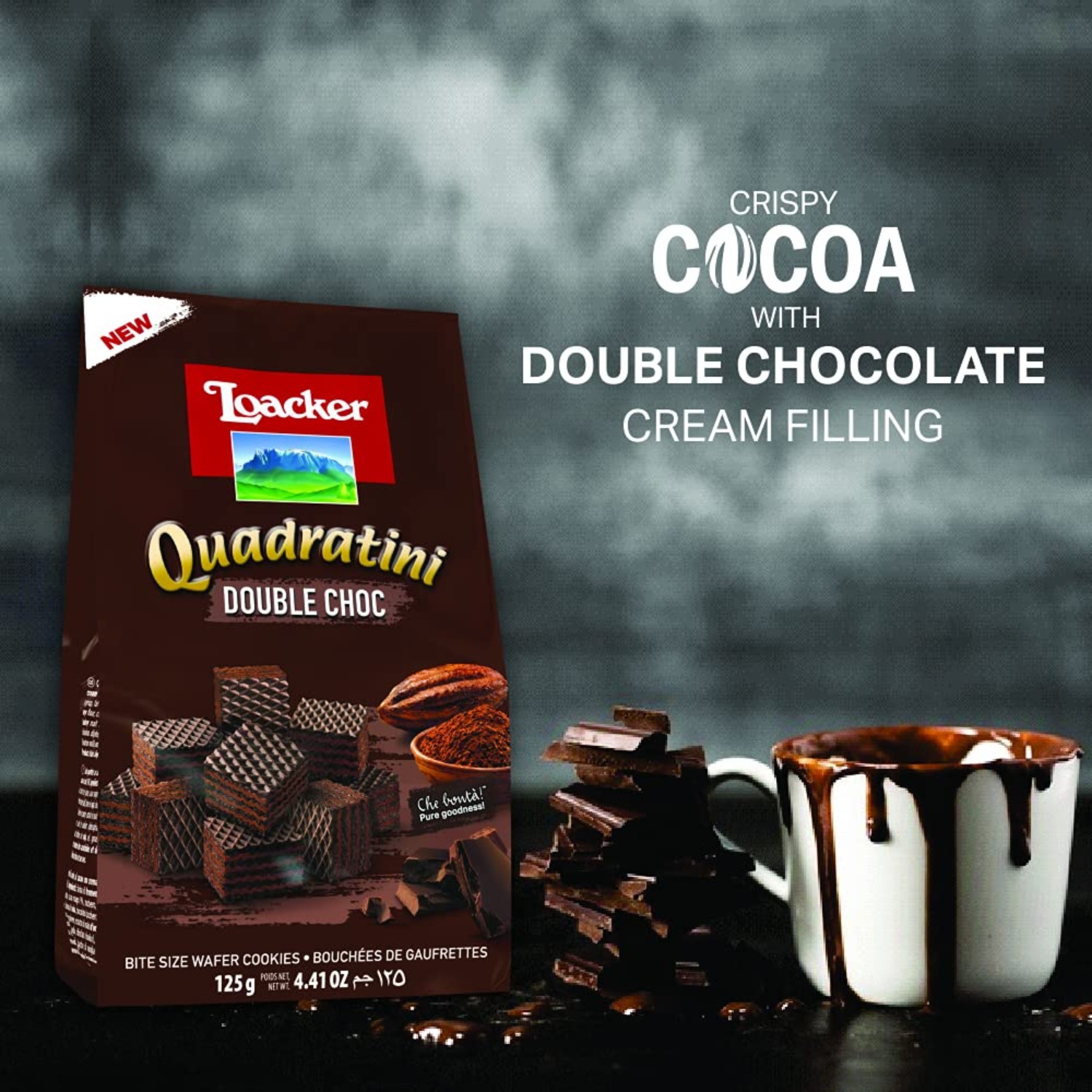 Waffer Quadratini Double Chocolate LOACKER 125g foto 4