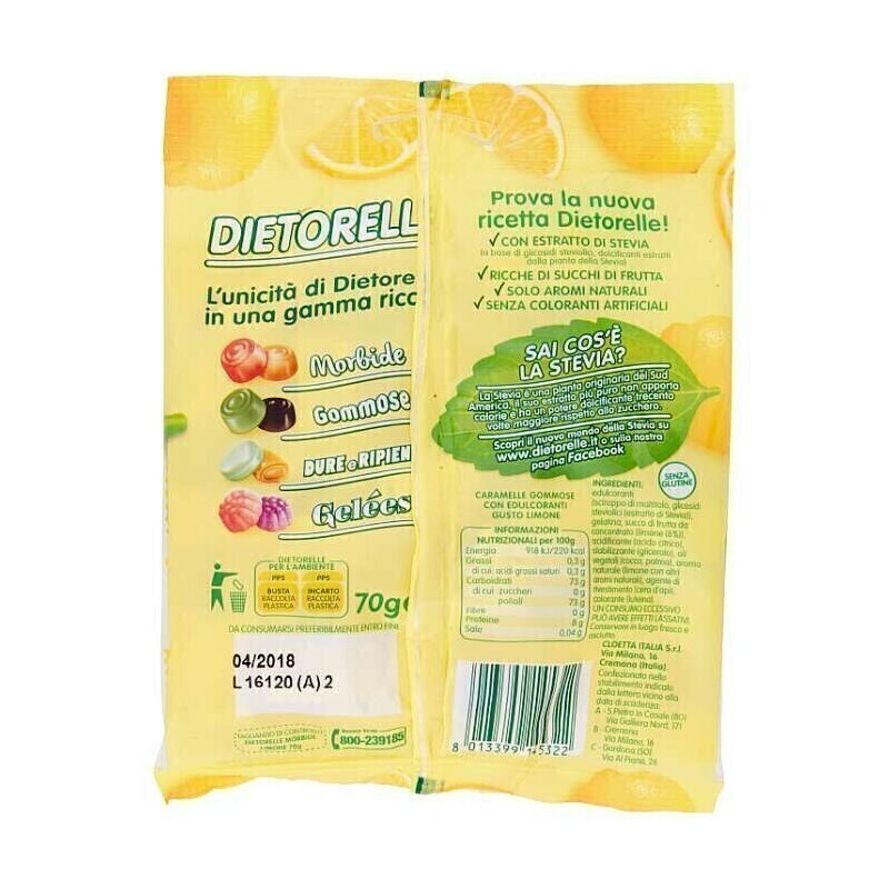Bala de Goma de Limão com Stevia DIETORELLE 70g foto 12