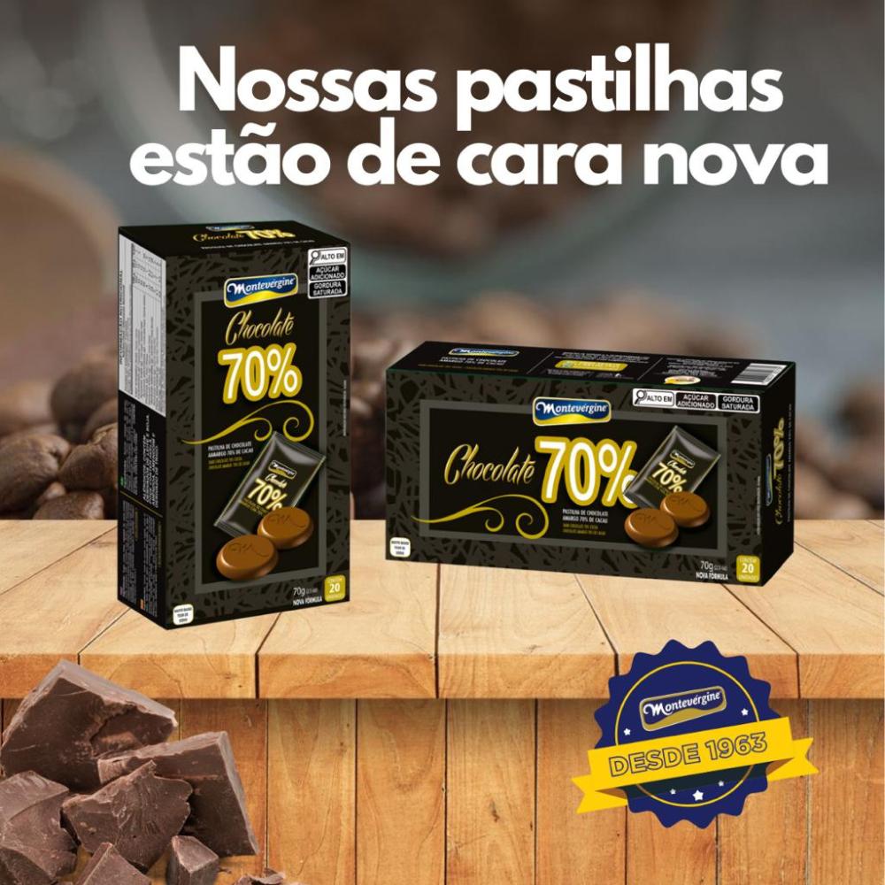Pastilha de Chocolate 70% Cacau Montevergine 70g