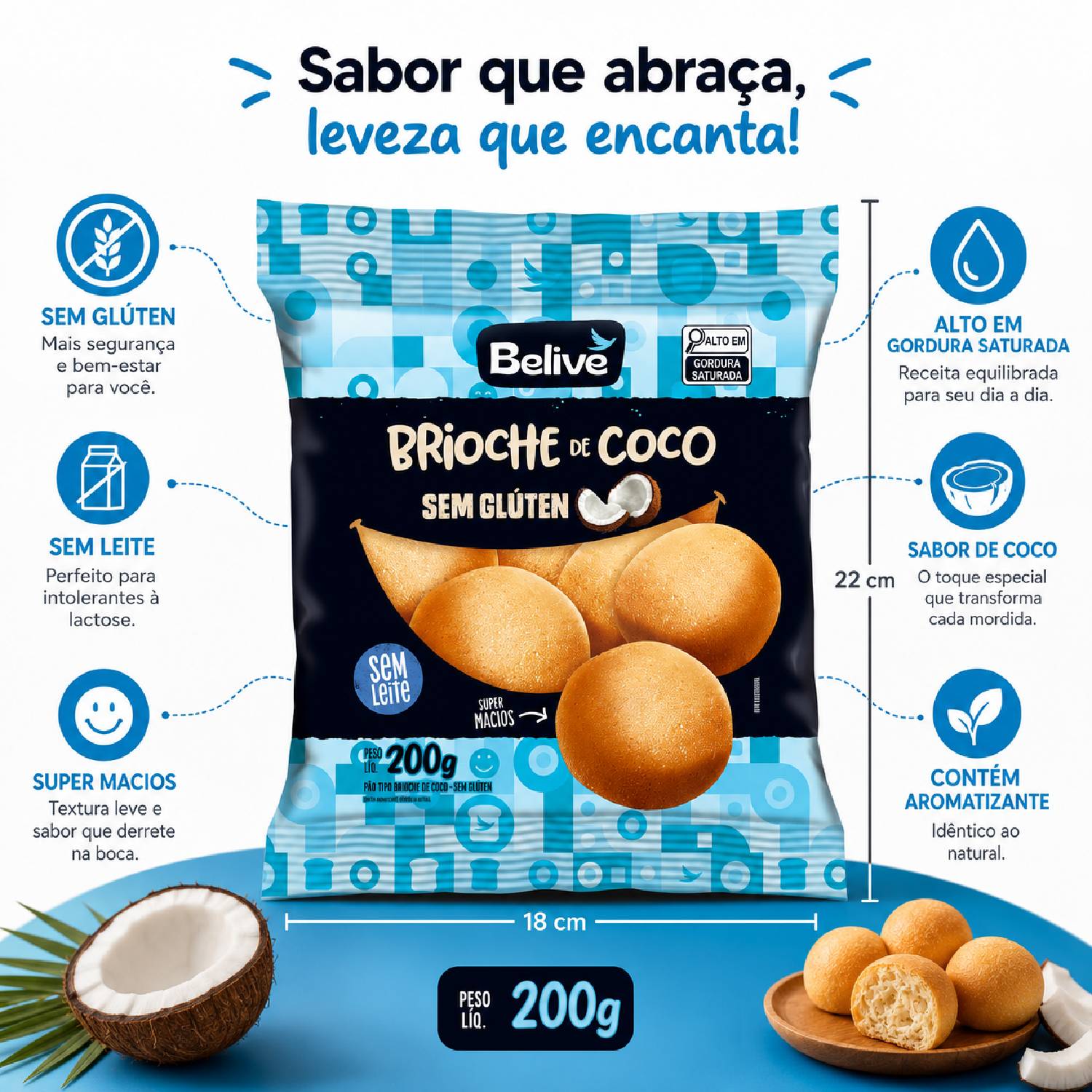 Brioche de Coco s/ Glúten BELIVE 200g foto 6