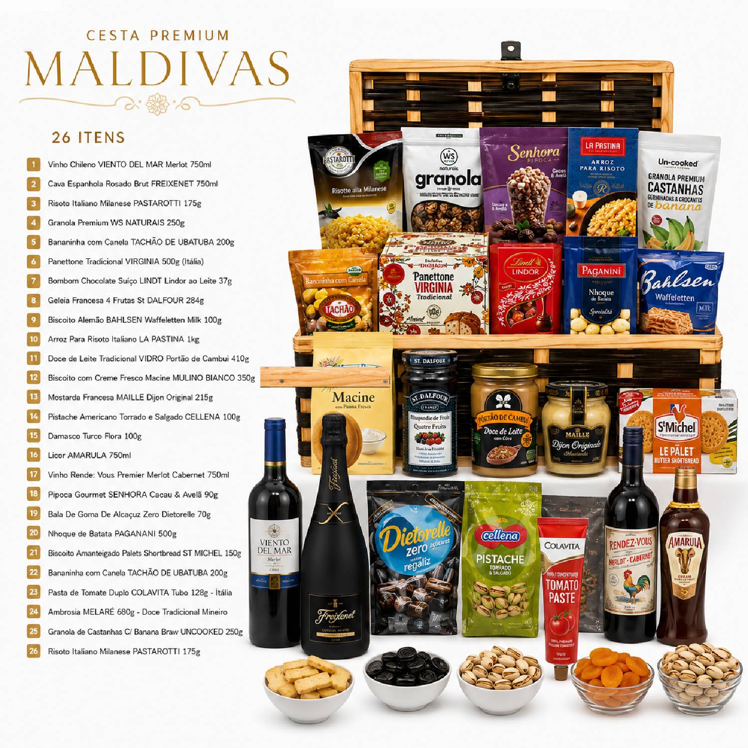 Cesta De Natal MALDIVAS Premium com 26 Itens - Natal 2026 foto 2